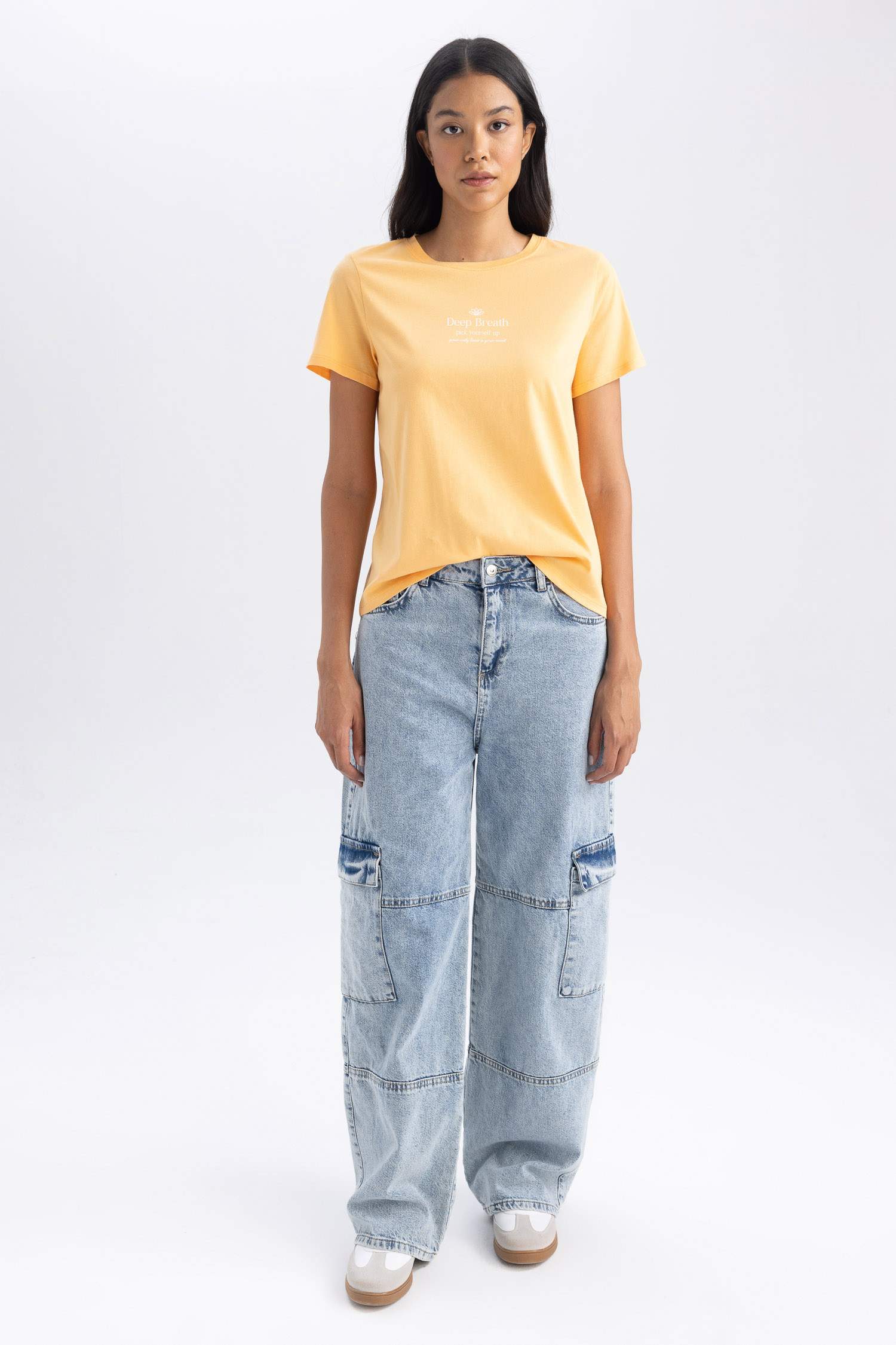 Regular Fit Bisiklet Yaka Baskılı Kısa Kollu Tişört