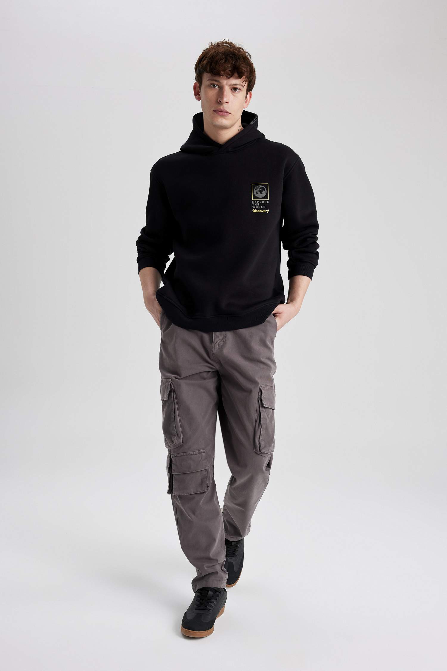 Relax Fit Kargo Cepli Düz Paça Gabardin Pantolon