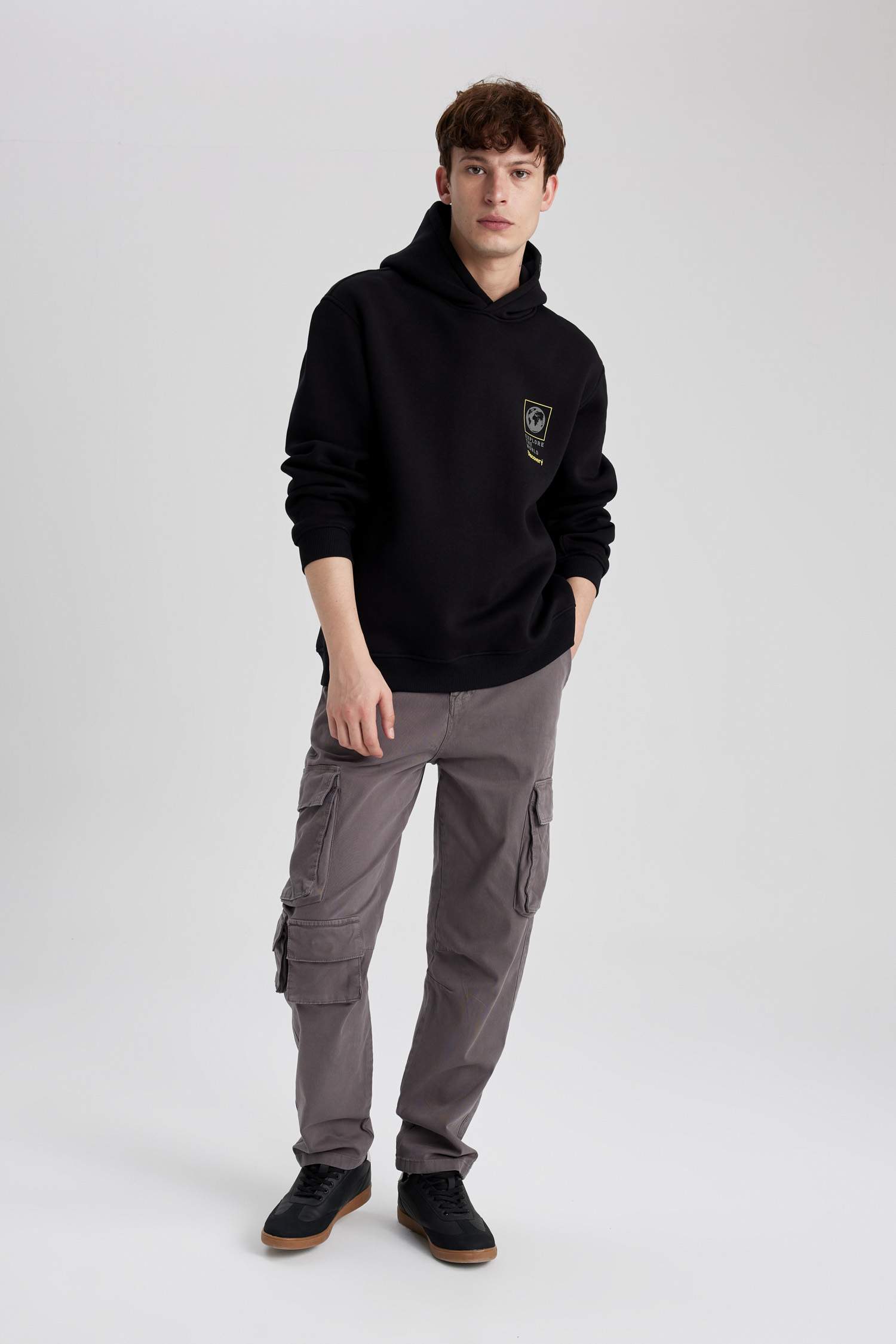 Relax Fit Kargo Cepli Düz Paça Gabardin Pantolon