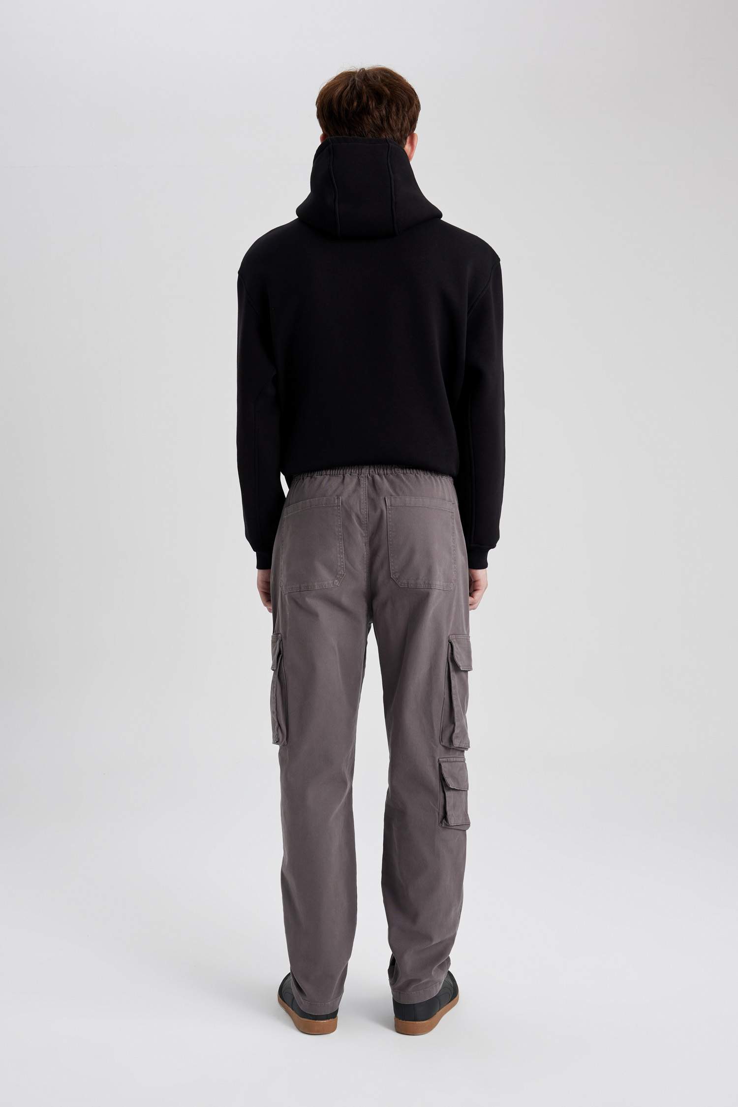 Relax Fit Kargo Cepli Düz Paça Gabardin Pantolon