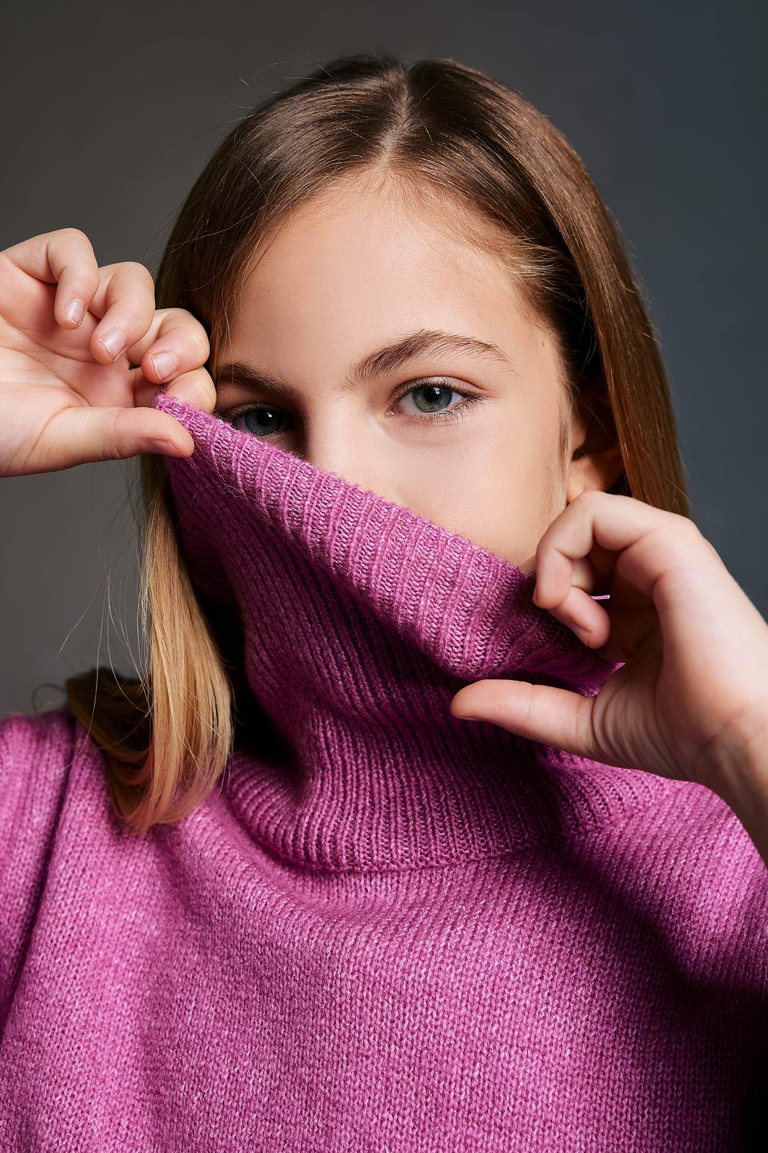 Girl Turtleneck Long Sleeve Knitted Dress