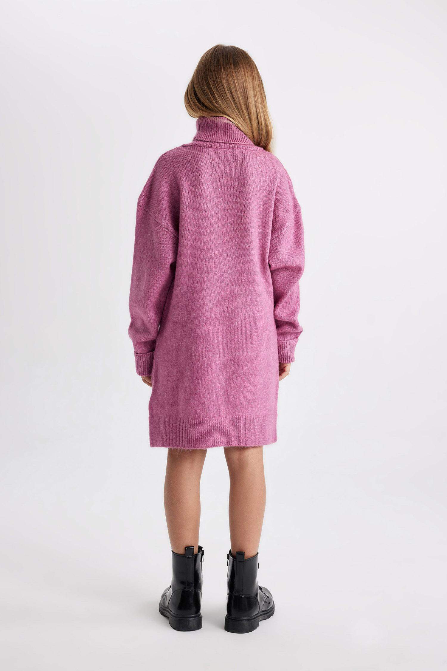 Girl Turtleneck Long Sleeve Knitted Dress
