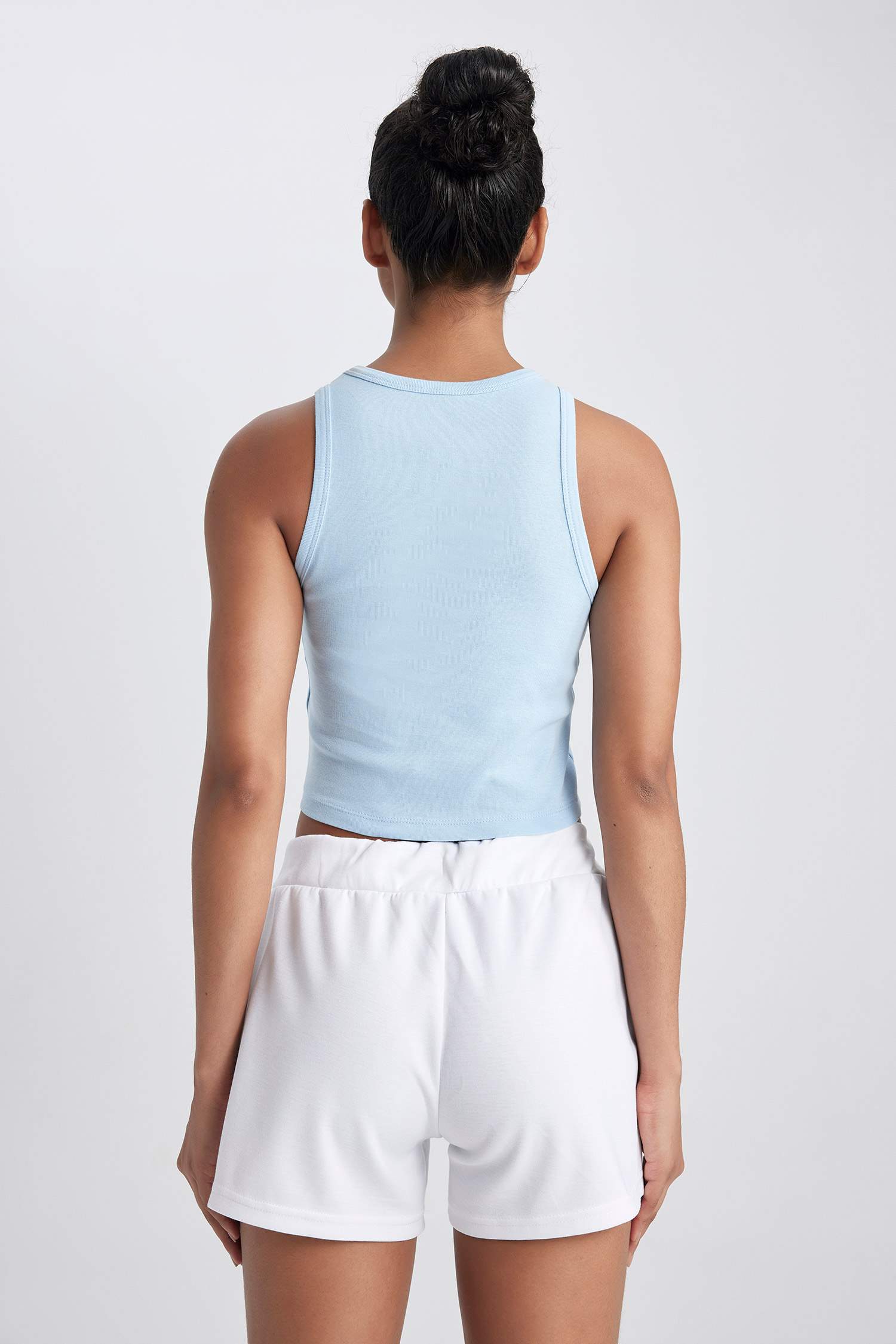 DeFactoFit Crew Neck Rib Sports Crop Top