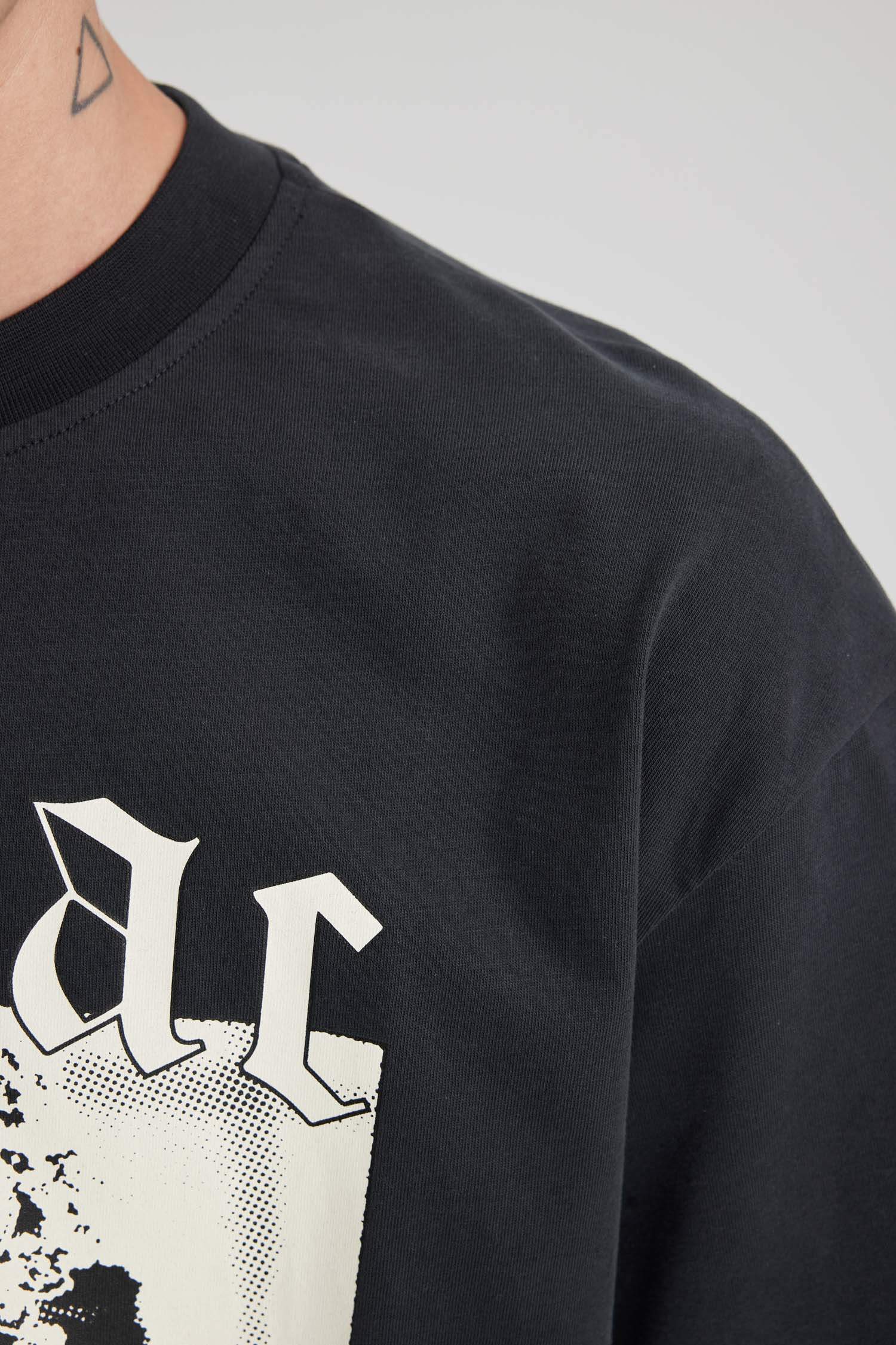 Anthracite Man Tupac Shakur Oversize Crew Neck T-Shirt