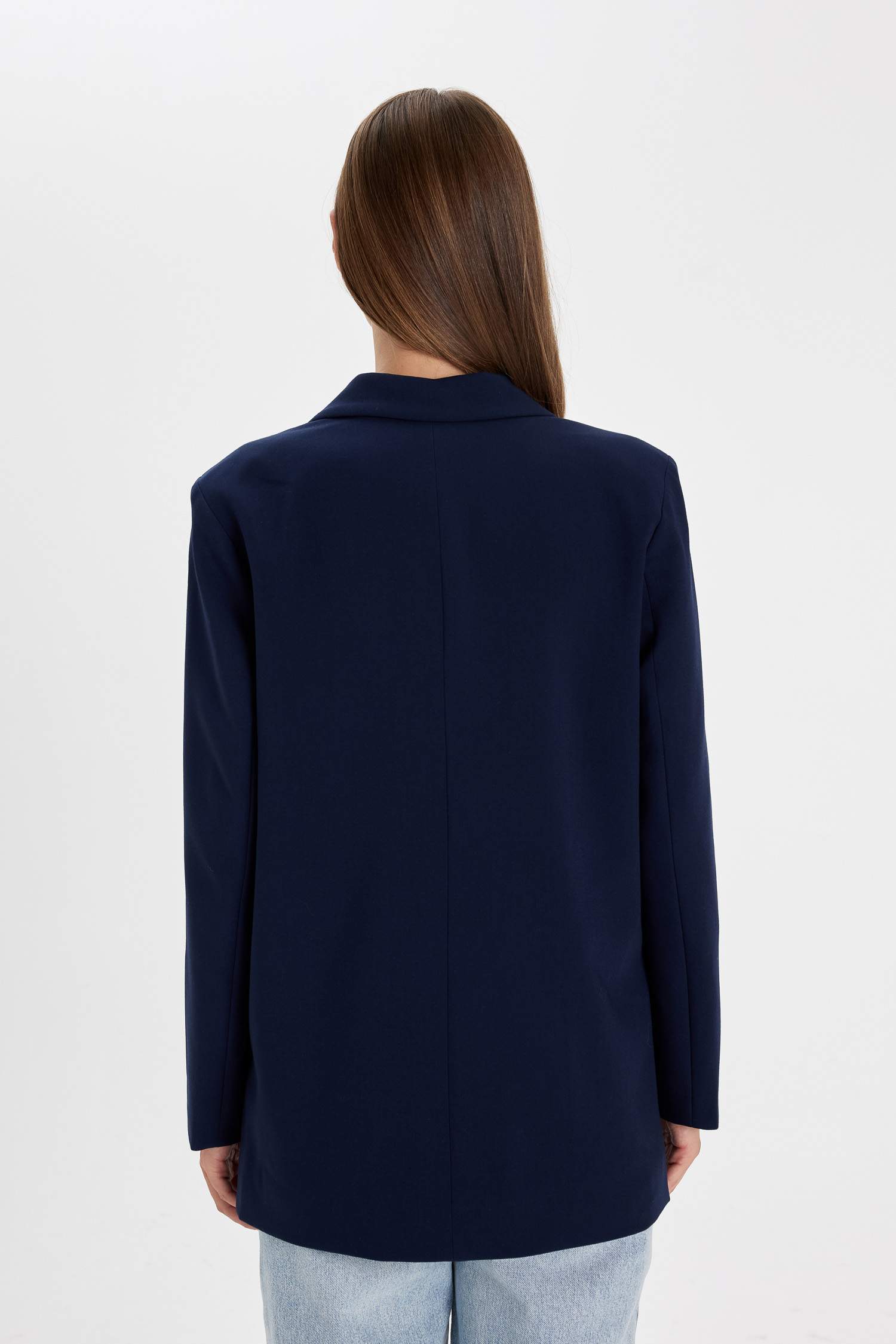 Oversize Geniş Kalıp Kruvaze Yaka Düğmeli Blazer Ceket