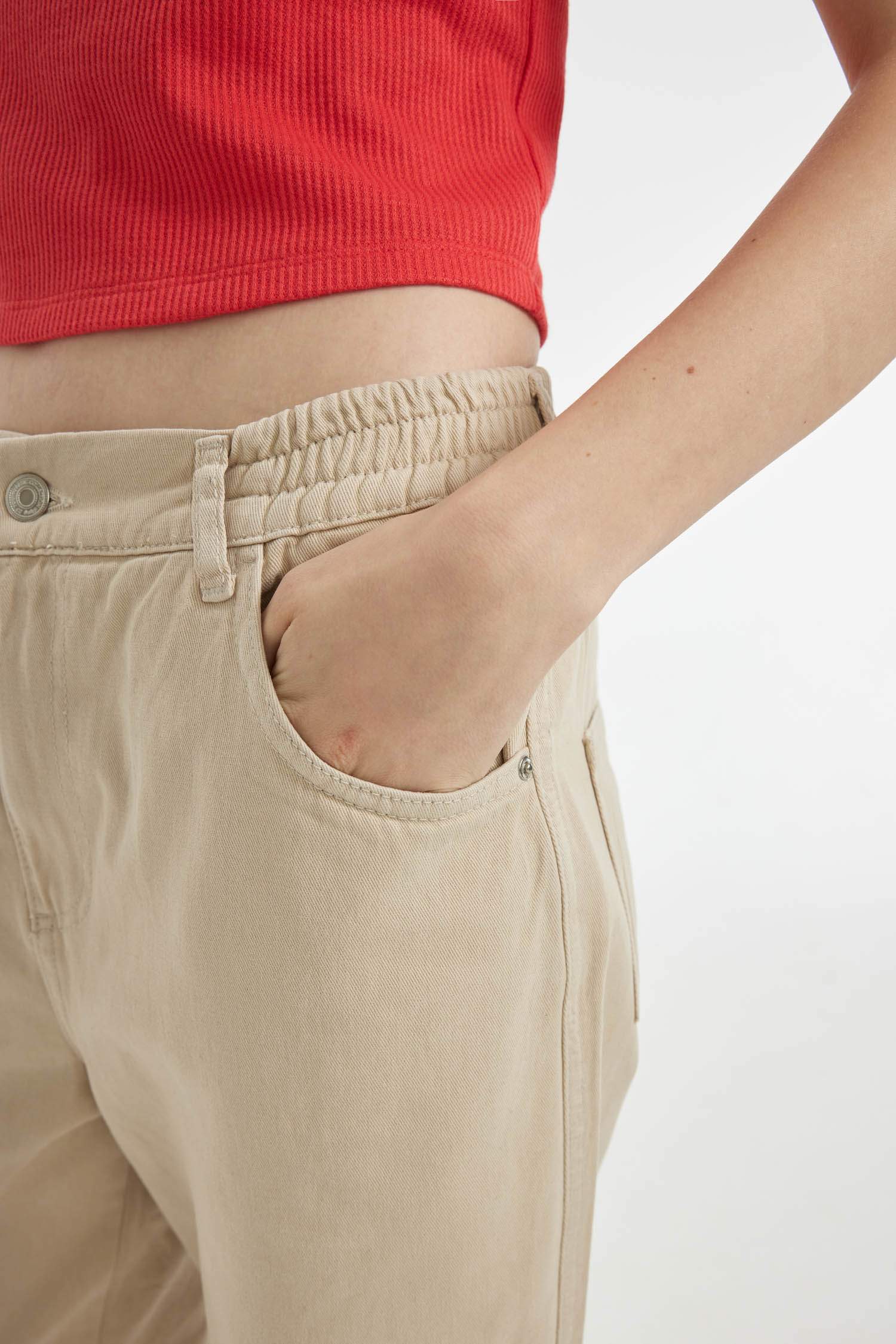 بنطلون كارجو جبردين بخصر عادي