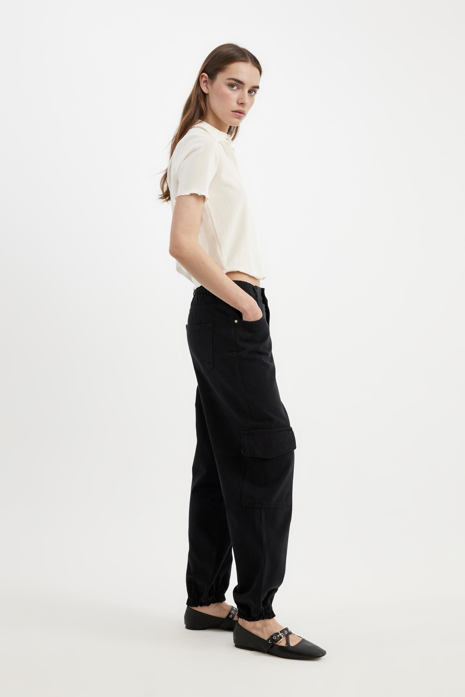 Coool Jogger Gabardin Pantolon Normal Bel Basic Düz Kargo Cepli