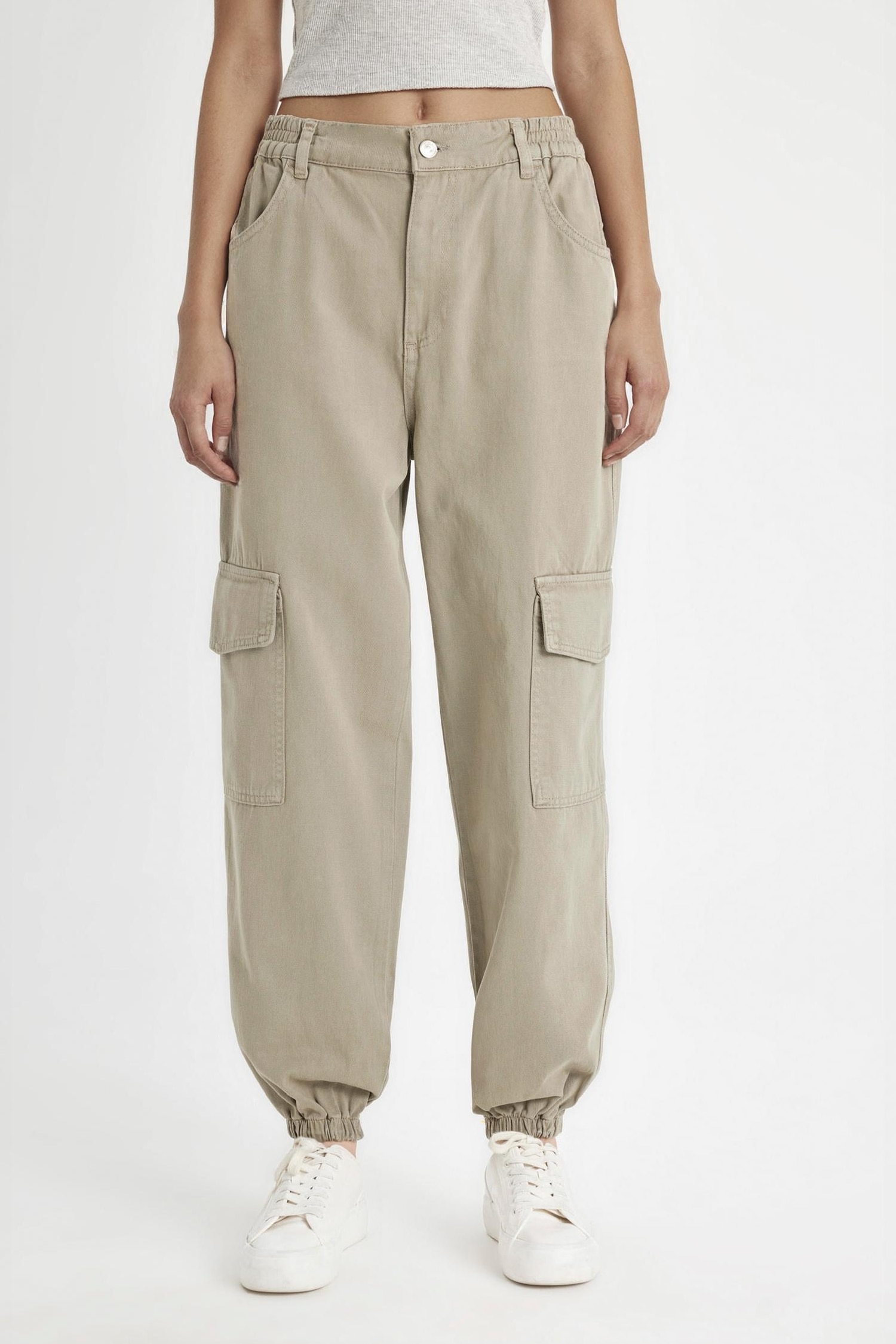 Coool Gabardin Jogger Pantolon Normal Bel Basic Düz Kargo Cepli