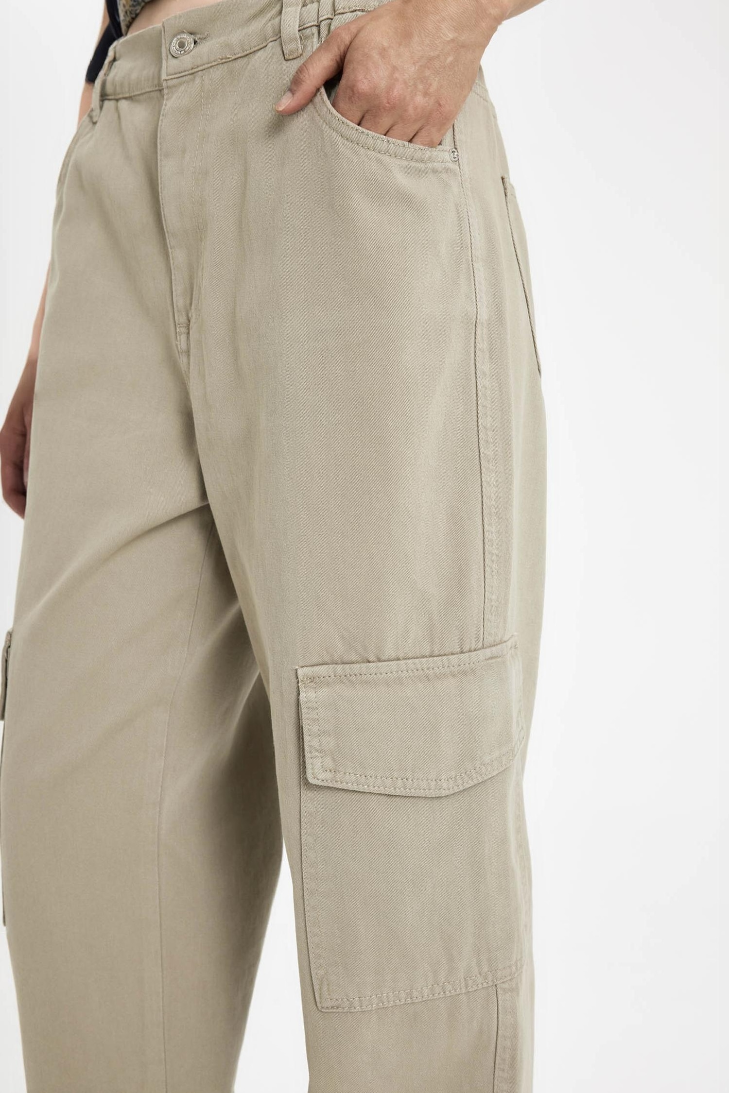 سروال كارجو جبردين بخصر عادي