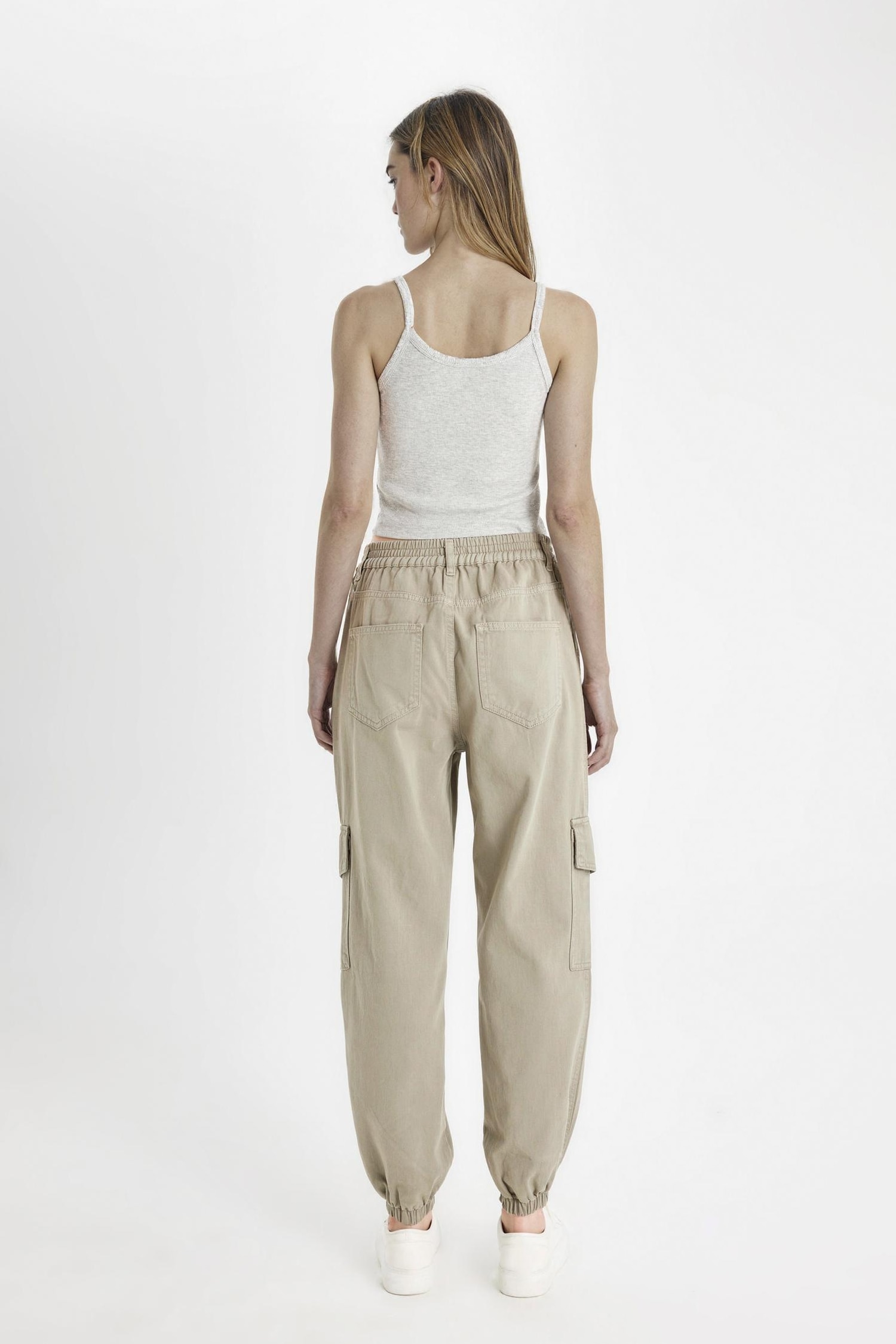 سروال كارجو جبردين بخصر عادي