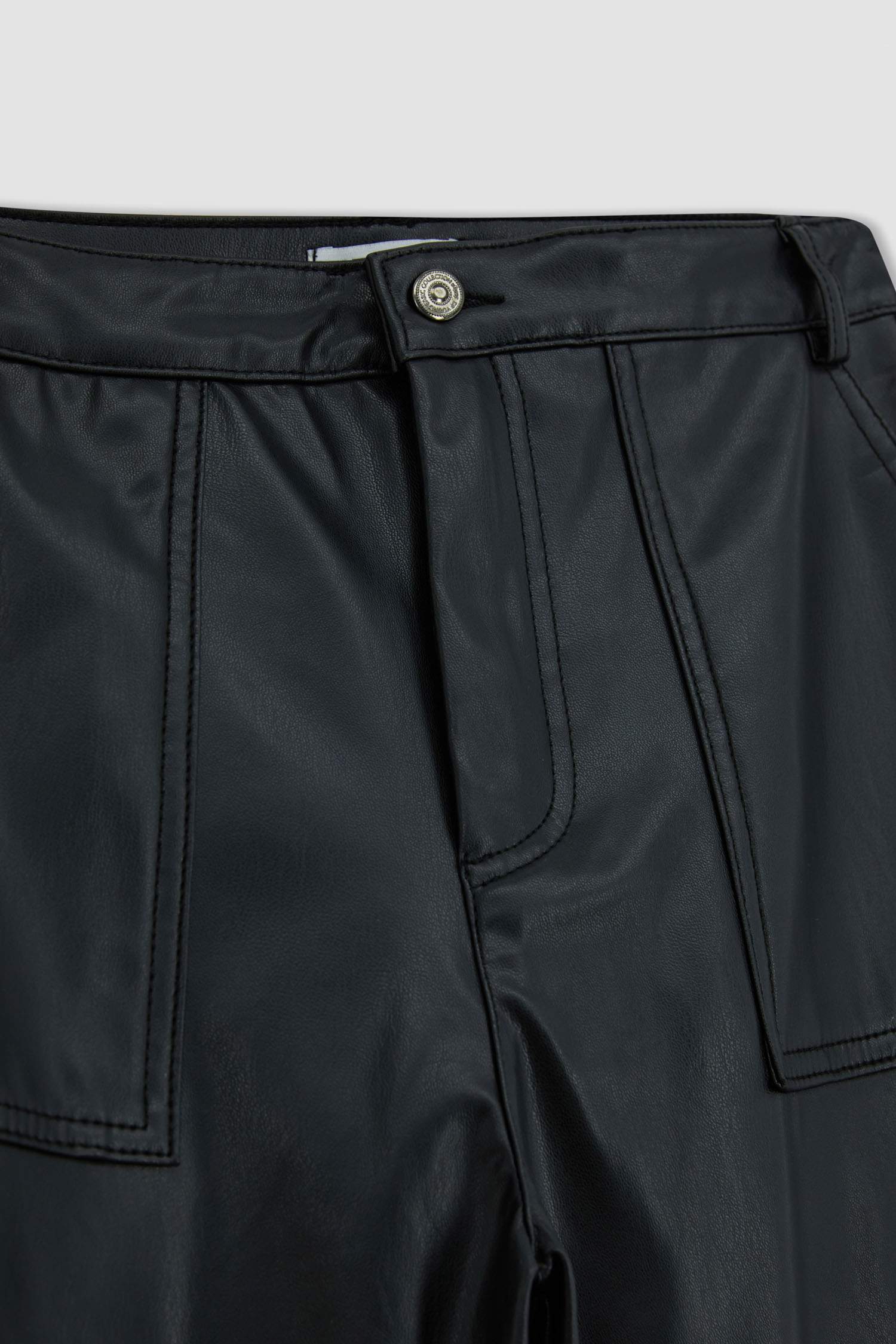 Брюки Карго клеш зі штучної шкіри для жінок