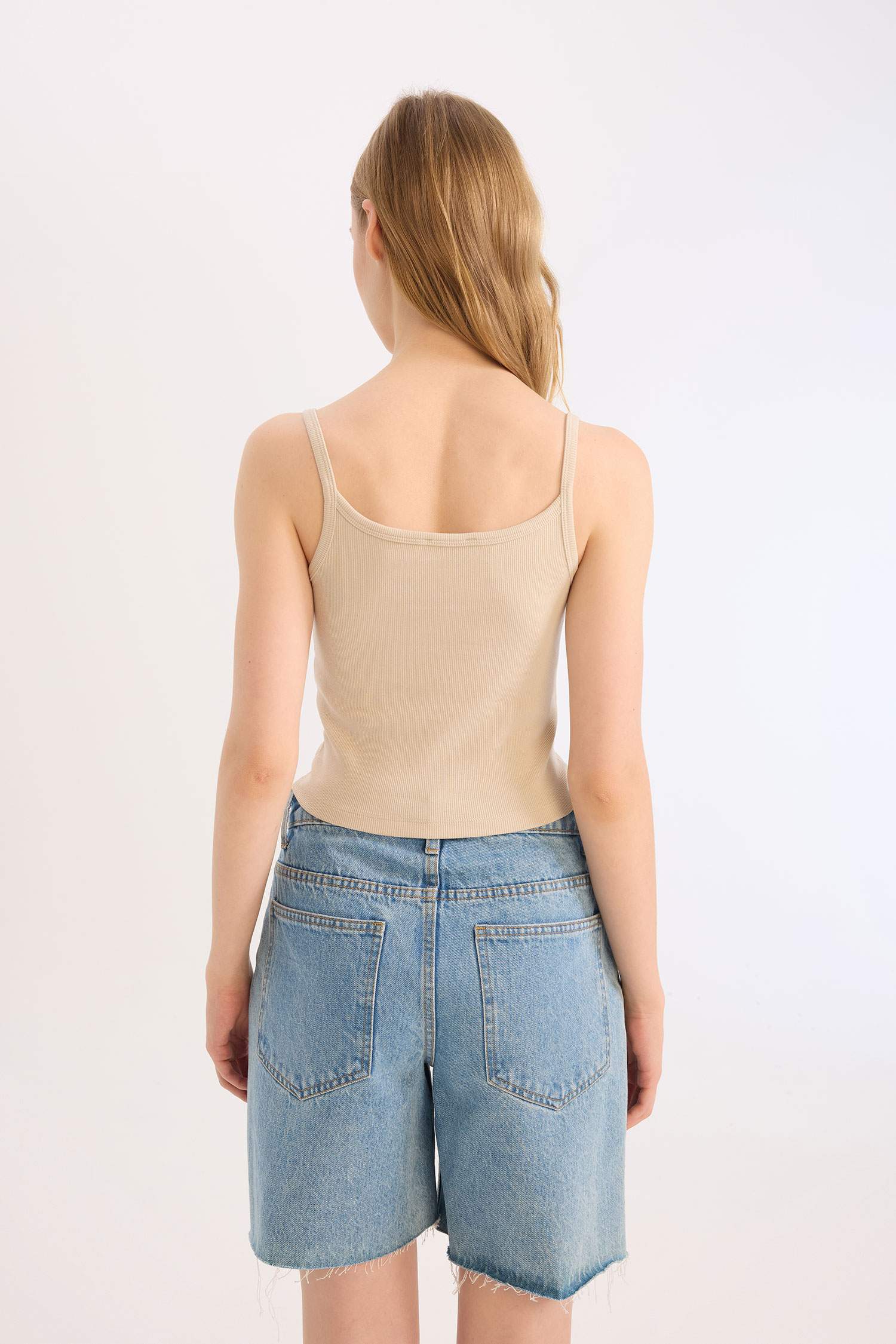 Fitted Vücuda Oturan Fitilli Kaşkorse Basic Düz Atlet