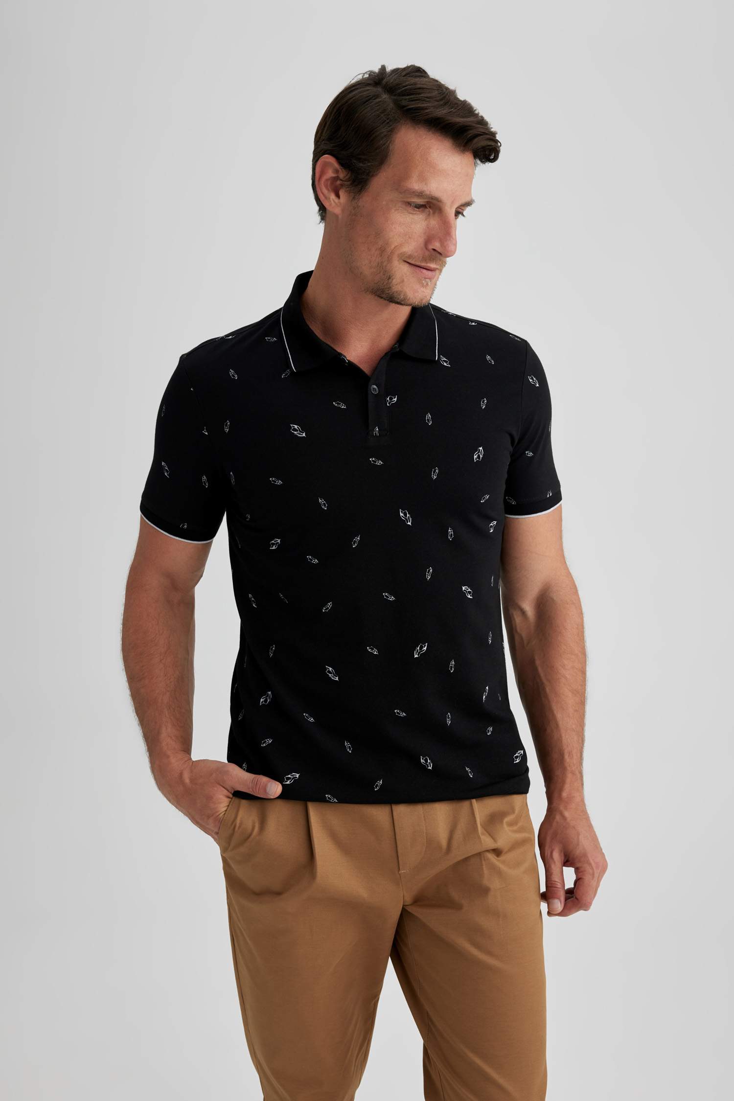 Slim Fit Printed Polo T-Shirt