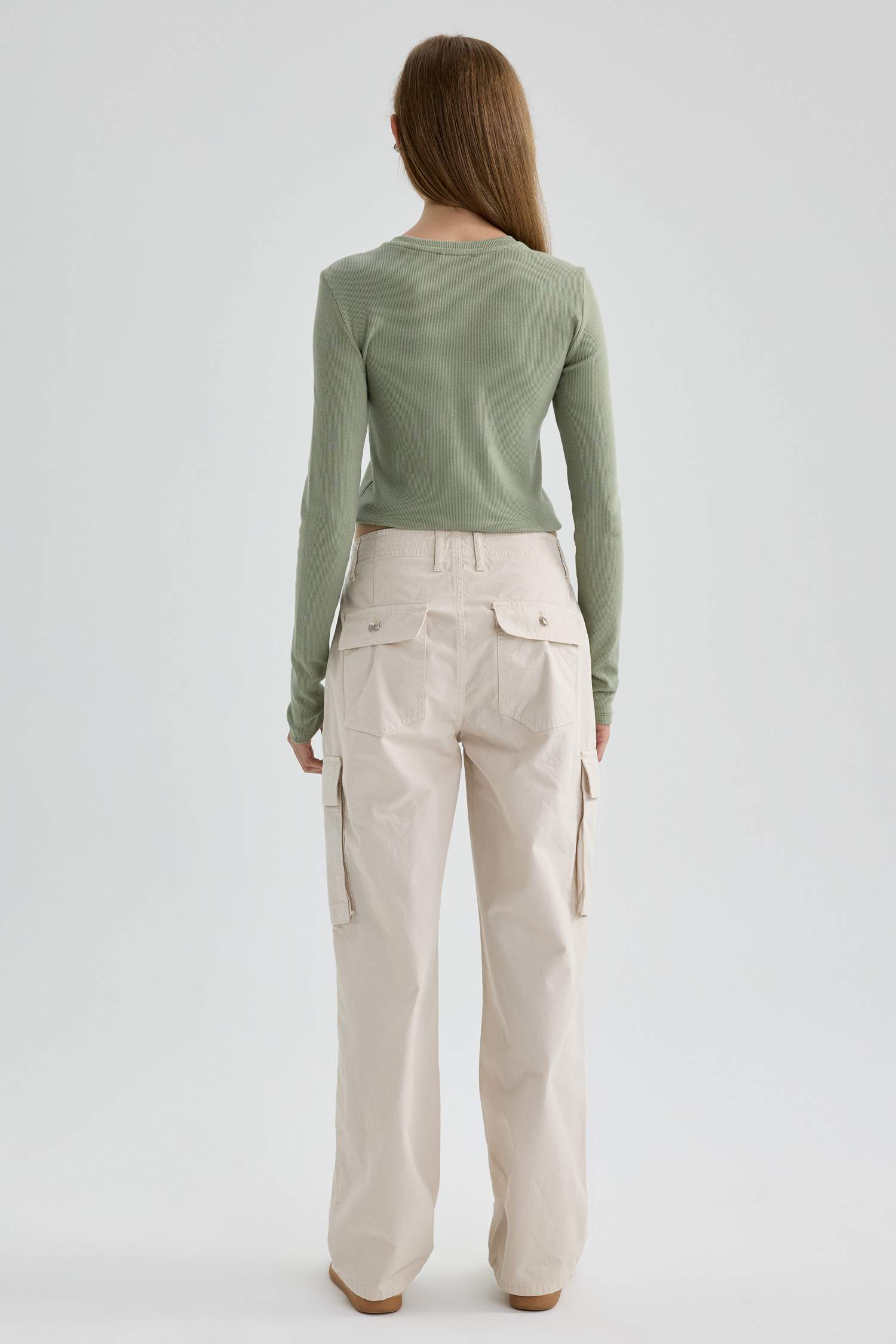 Straight Fit Standard Gabardine Cargo Trousers