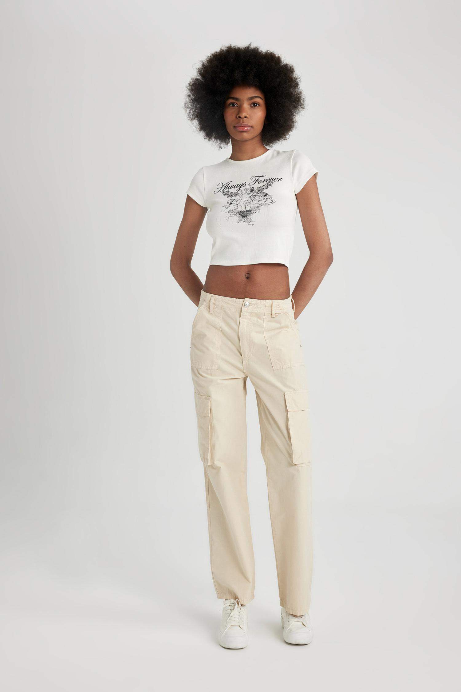 Straight Fit High Waist Standard Length Cargo Pants