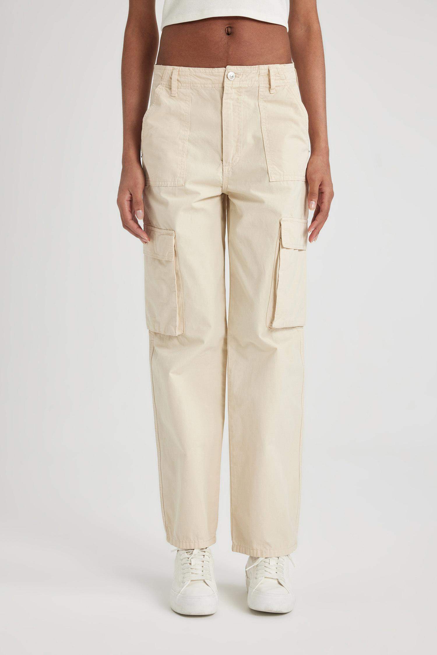 Straight Fit High Waist Standard Length Cargo Pants