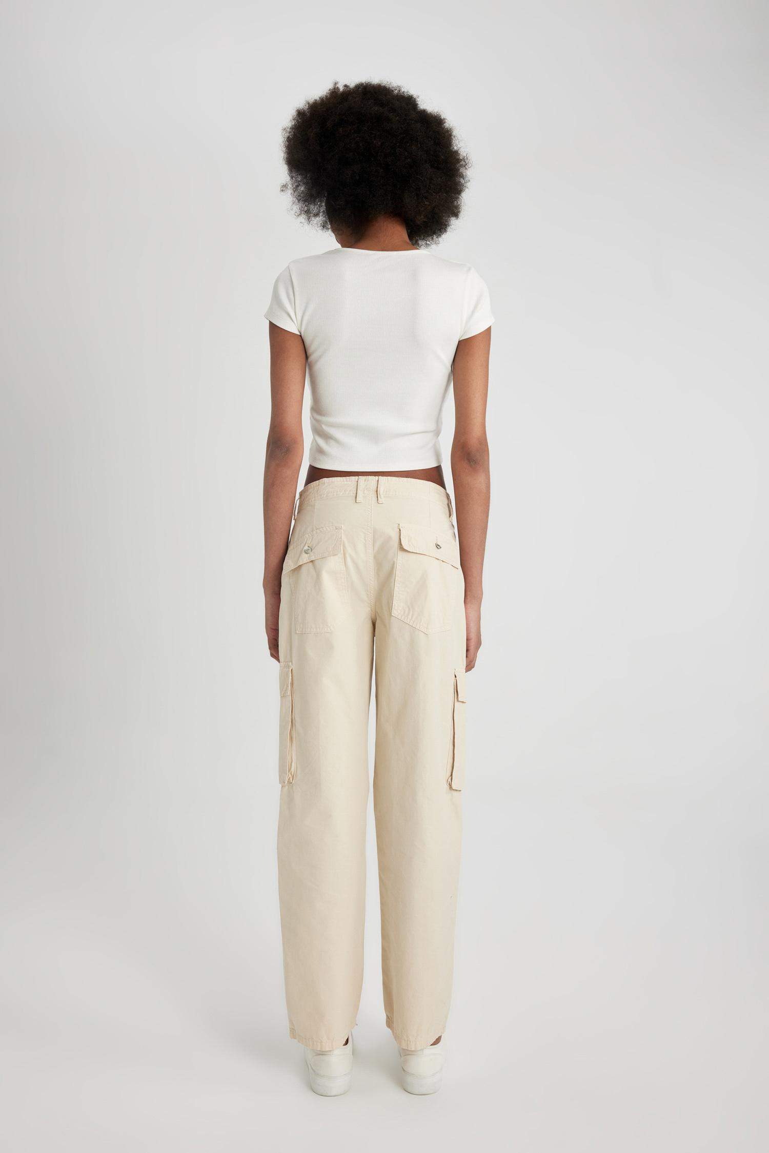 Straight Fit High Waist Standard Length Cargo Pants