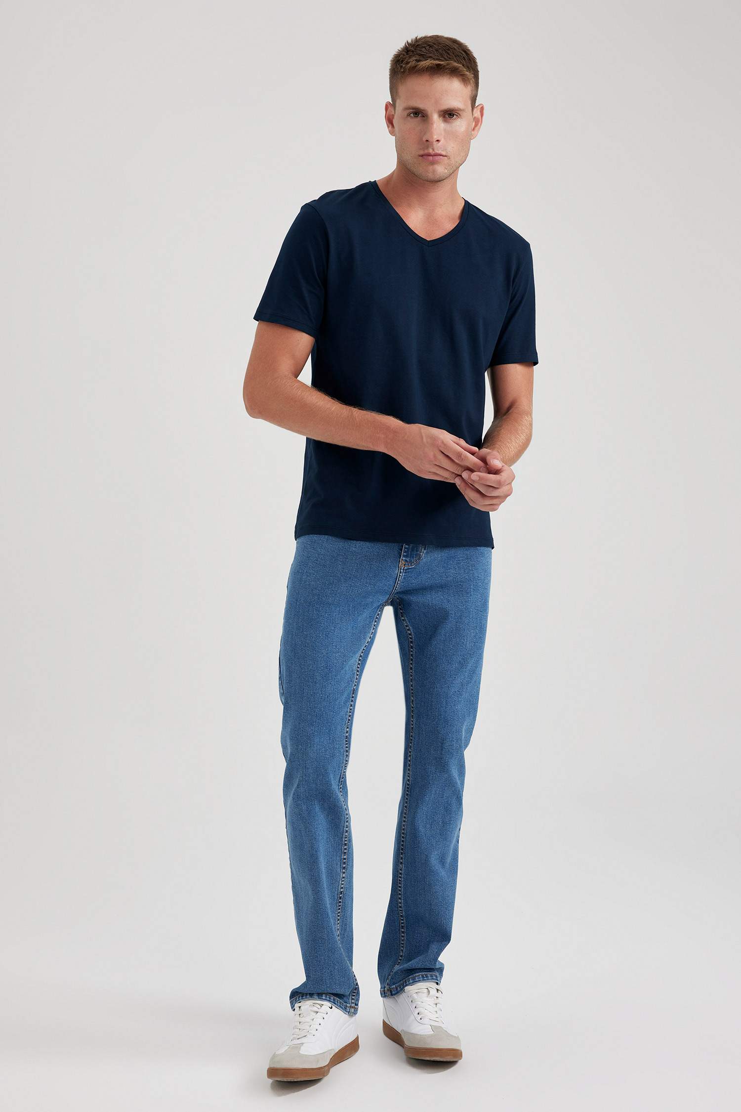 Slim Fit V-Neck Cotton Short Sleeve T-Shirt