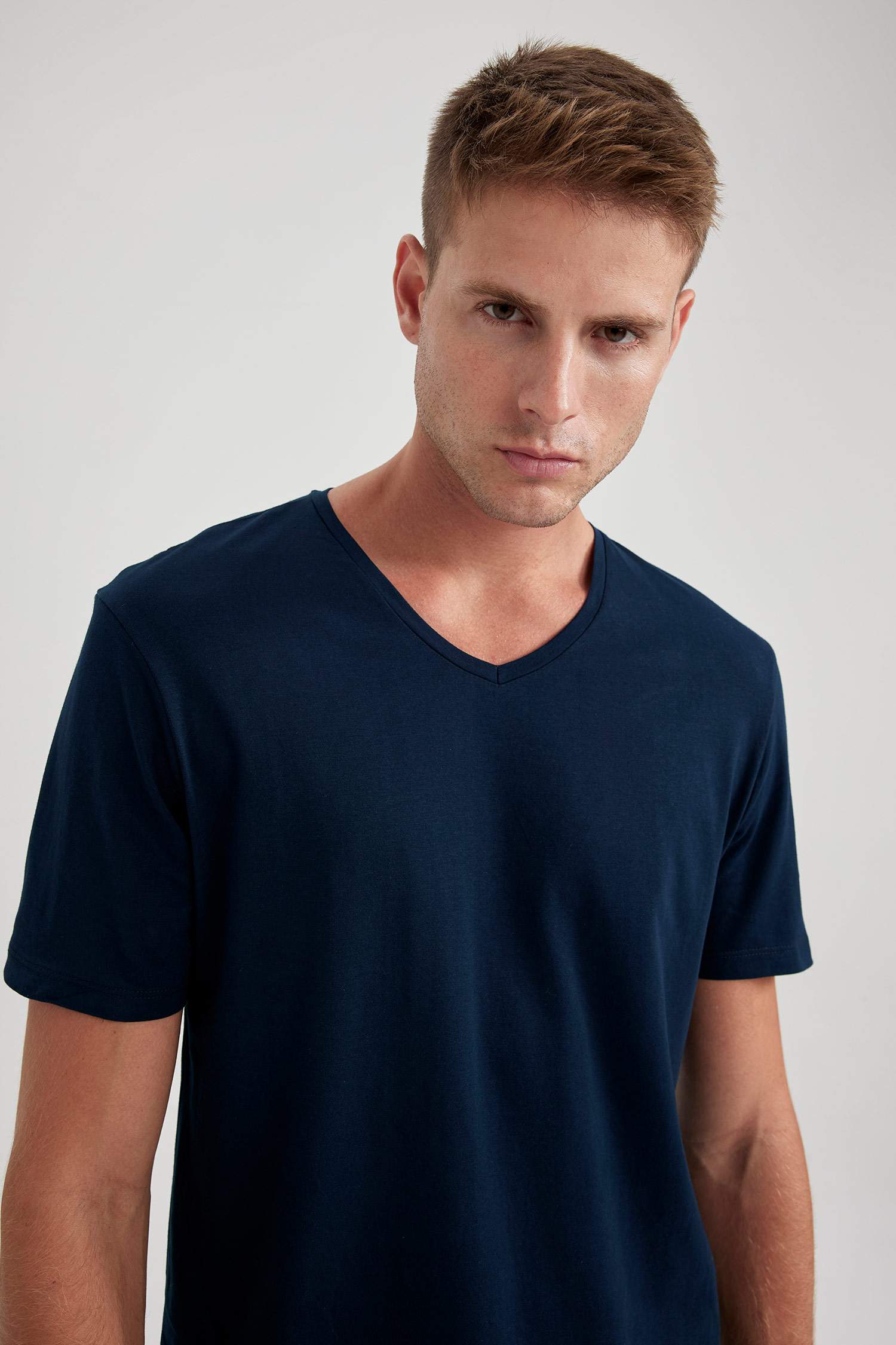 Slim Fit V-Neck Cotton Short Sleeve T-Shirt