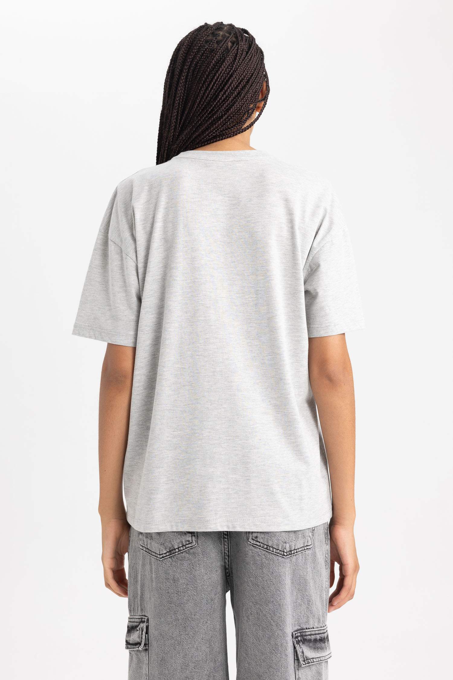 تي شيرت اوفر سايز نص ردن ياخة مستديرة