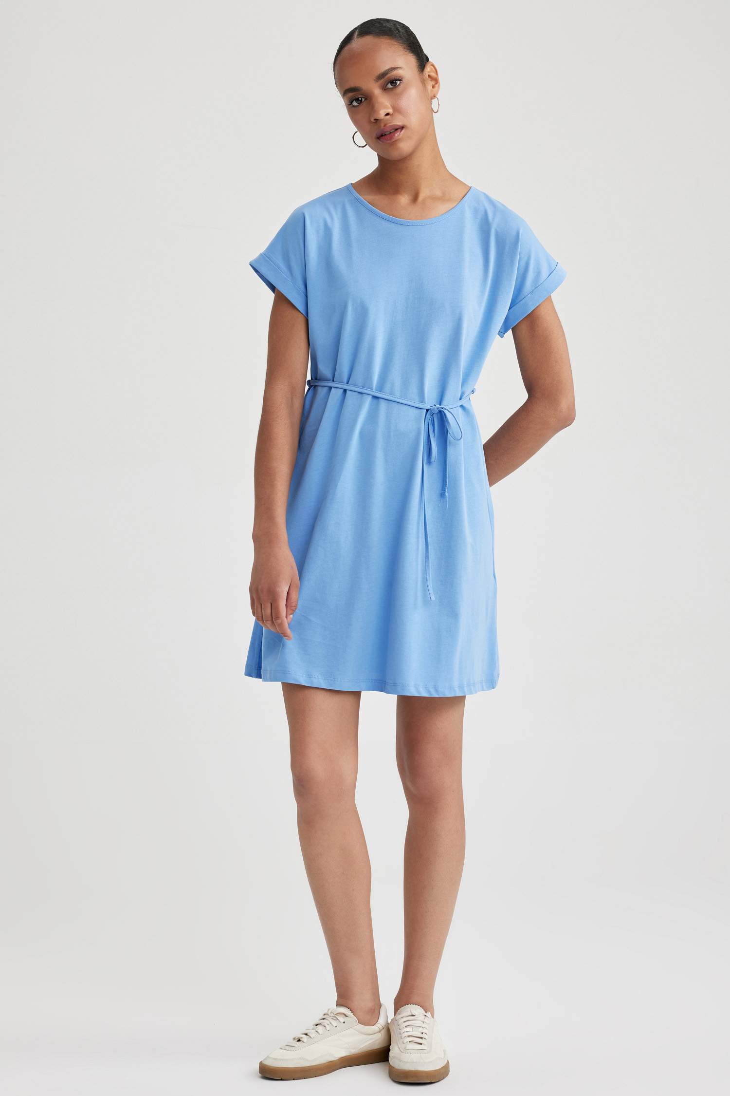A-Line Crew Neck Cotton Dress
