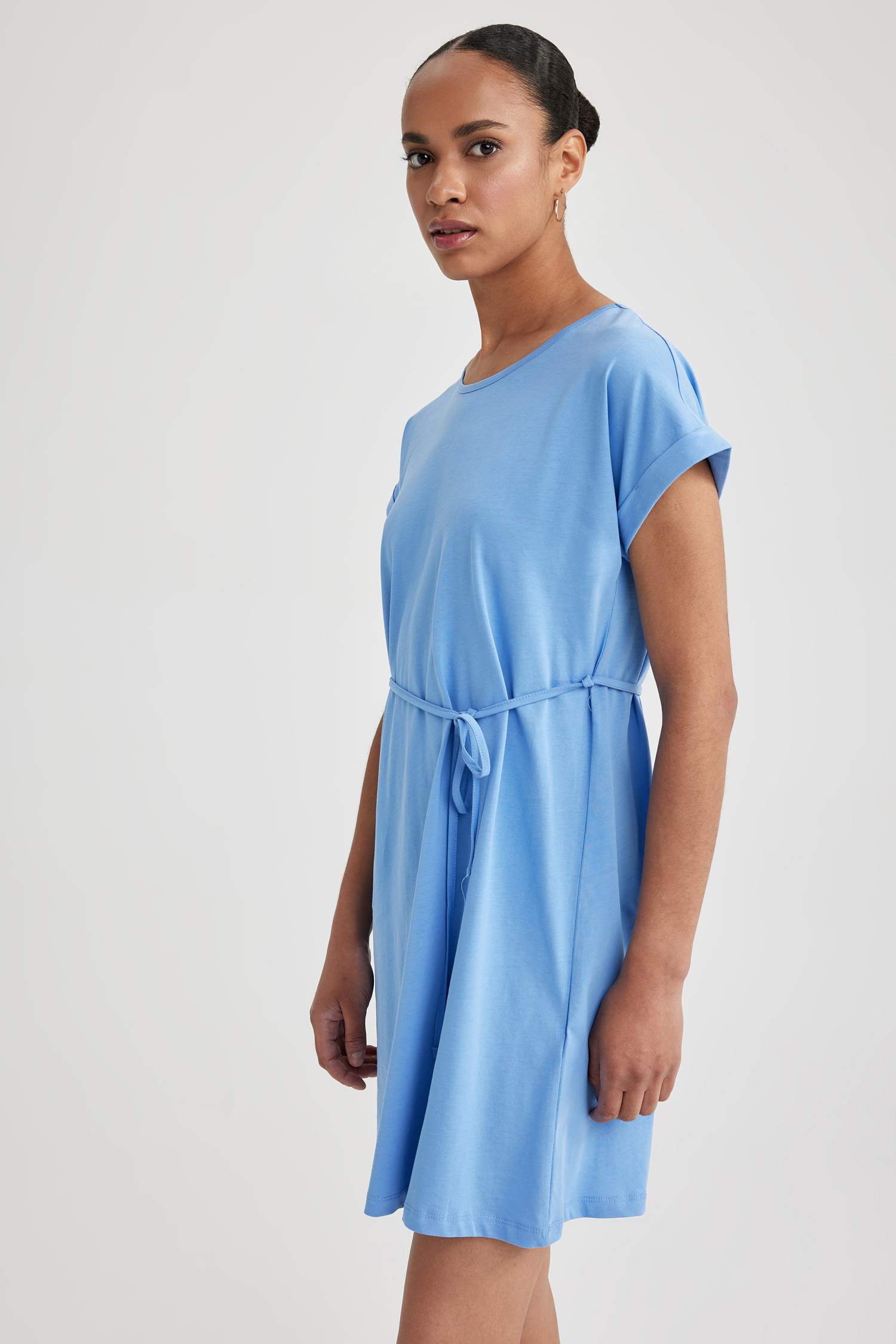 A-Line Crew Neck Cotton Dress