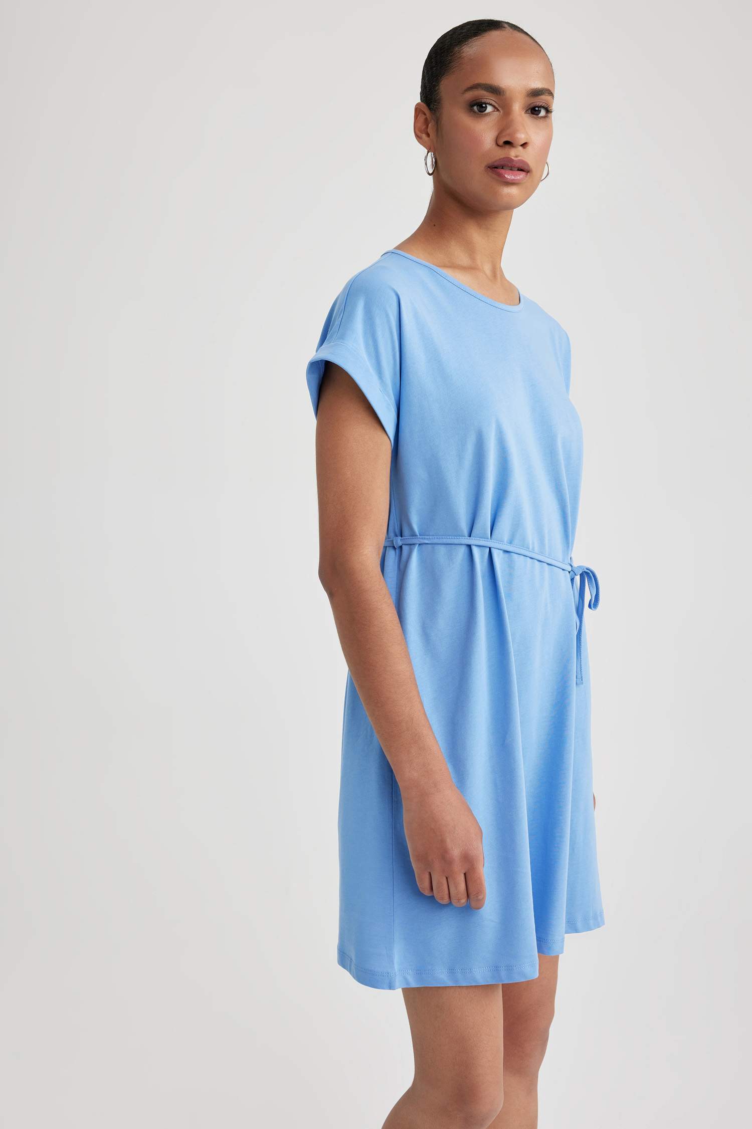 A-Line Crew Neck Cotton Dress
