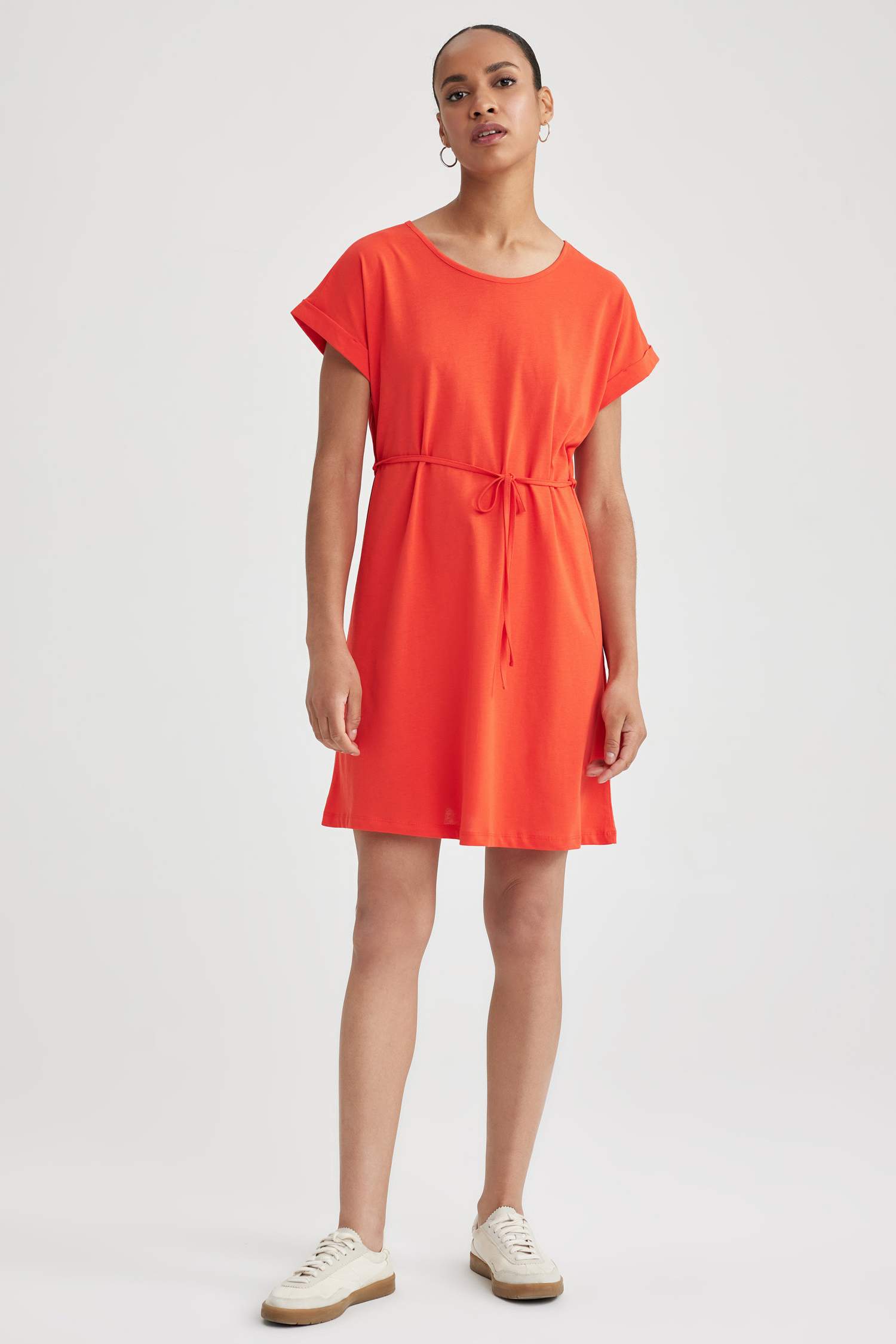 A-Line Crew Neck Cotton Dress