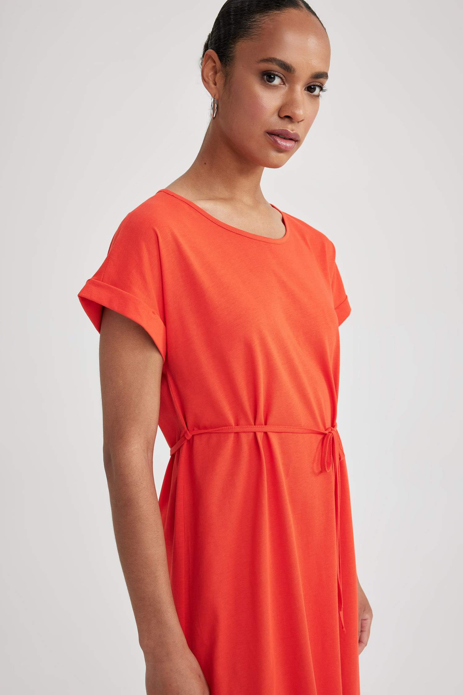 A-Line Crew Neck Cotton Dress