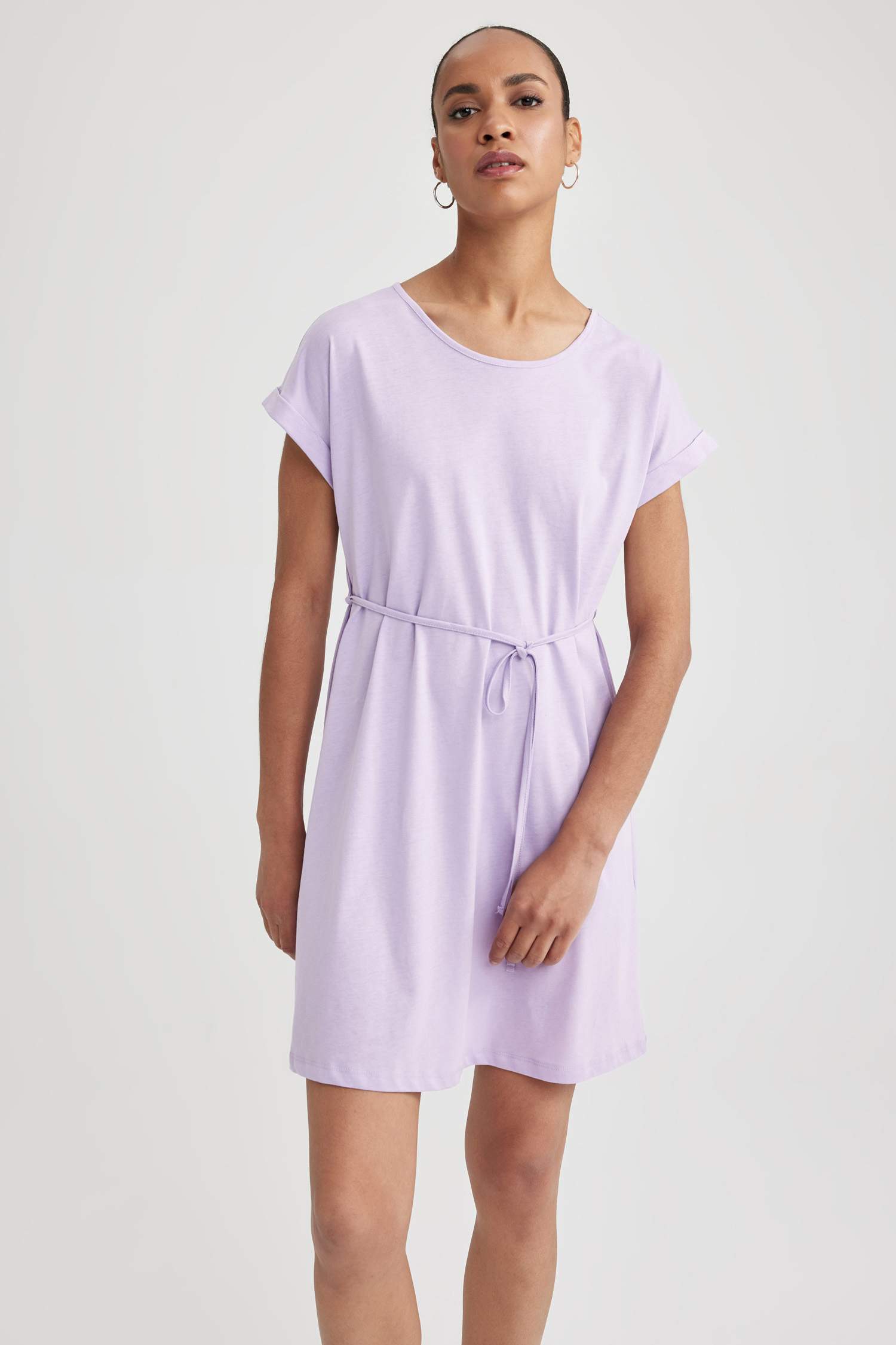 A-Line Crew Neck Cotton Dress