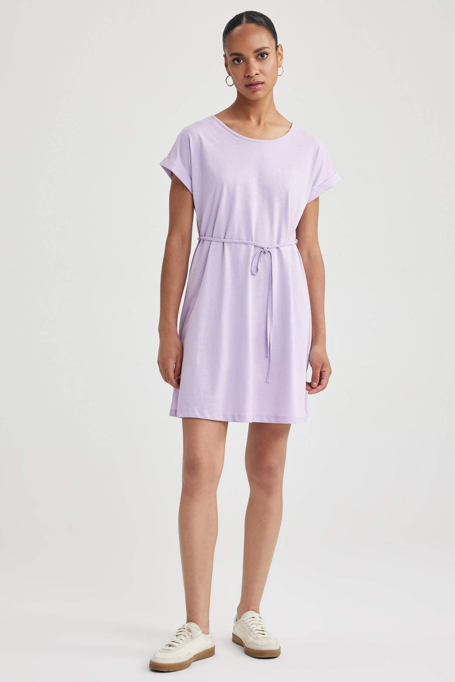 A-Line Crew Neck Cotton Dress