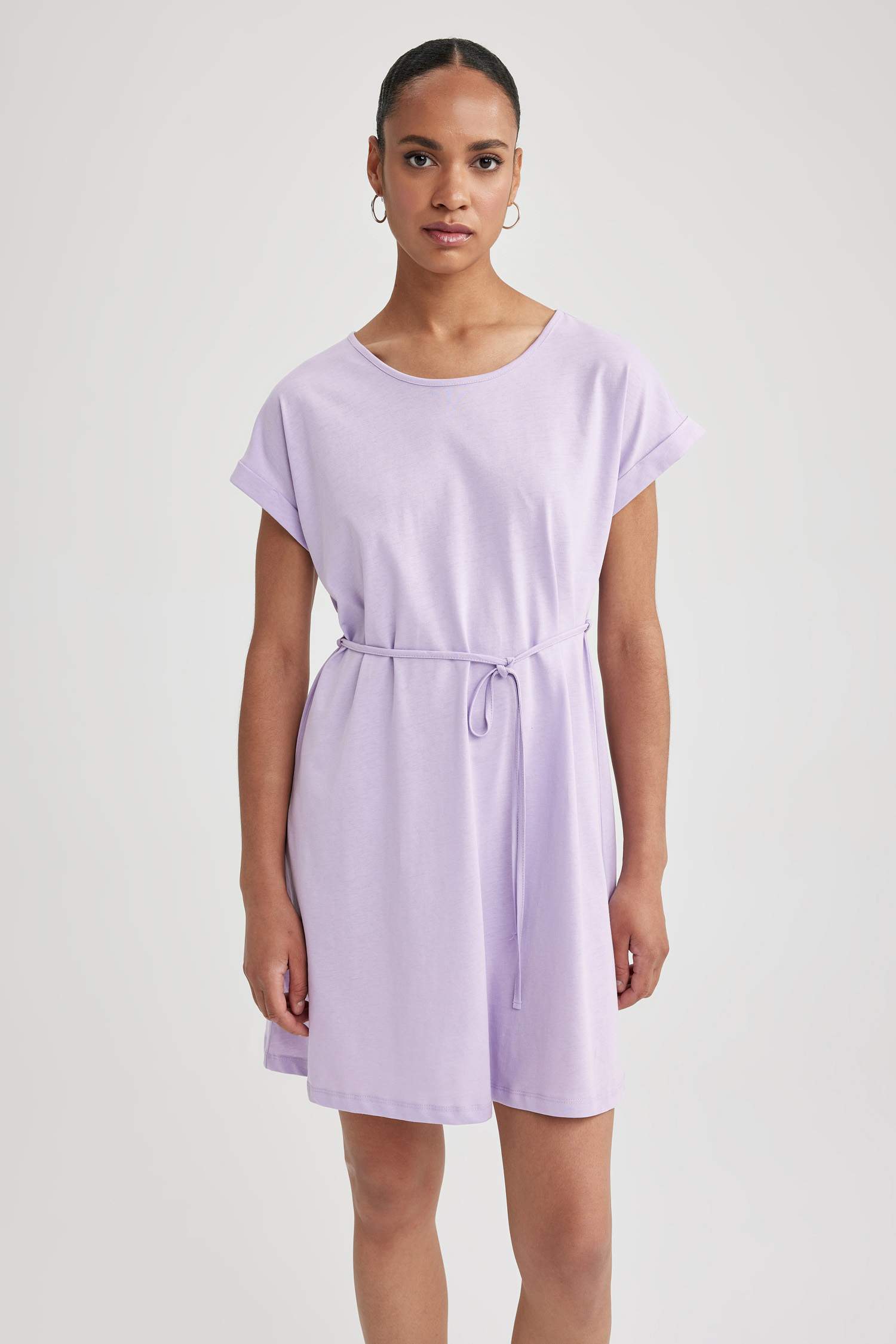 A-Line Crew Neck Cotton Dress