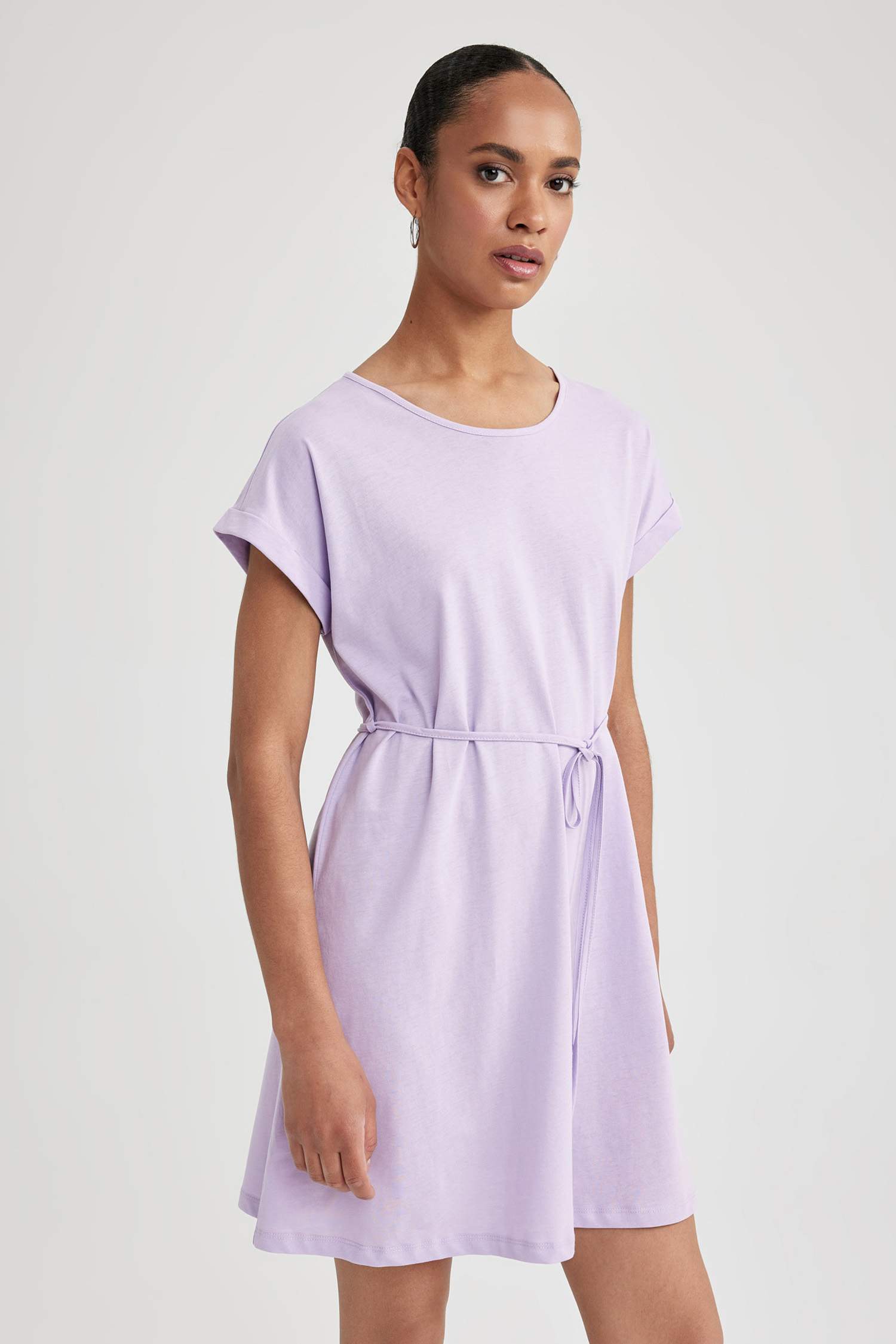 A-Line Crew Neck Cotton Dress
