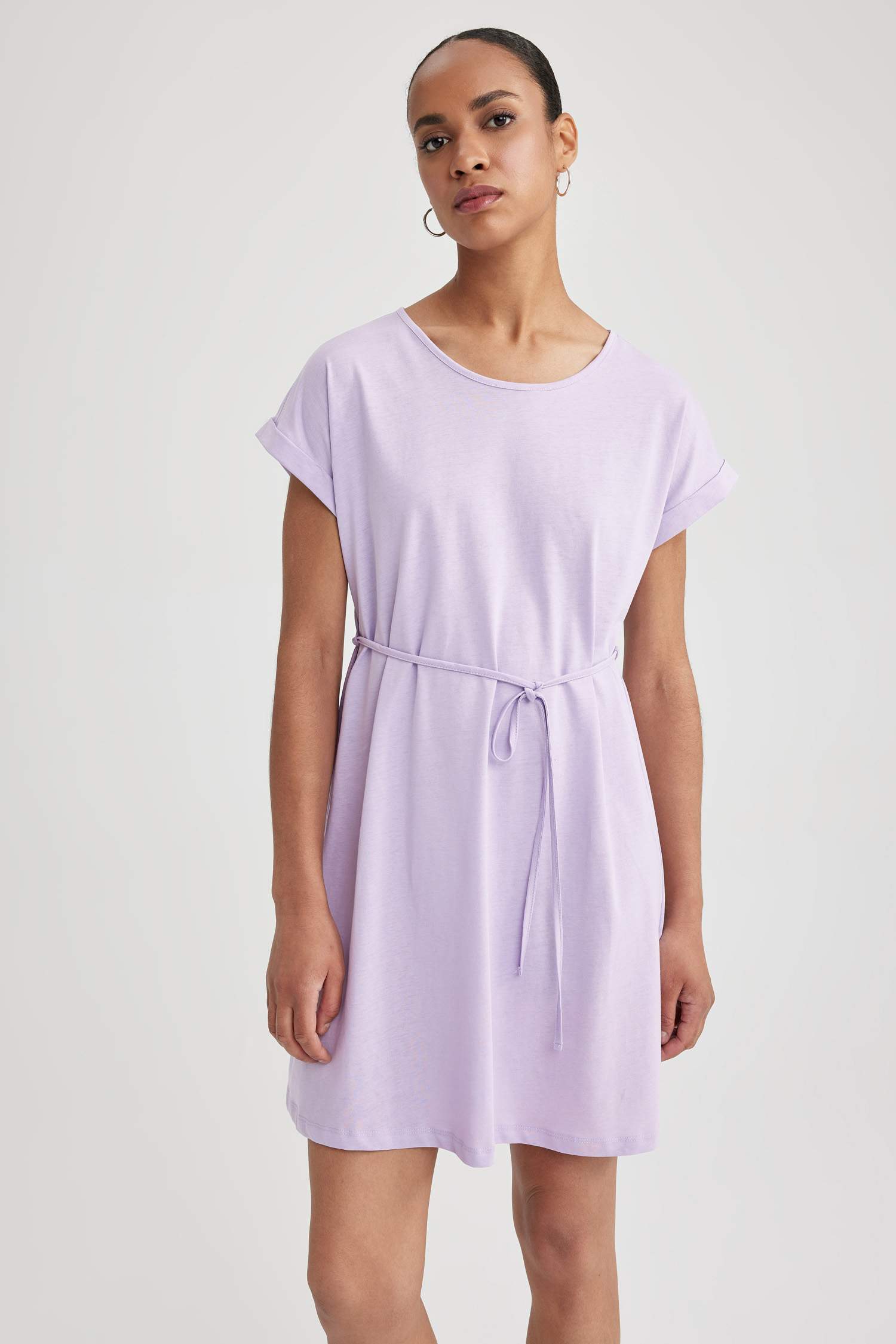 A-Line Crew Neck Cotton Dress