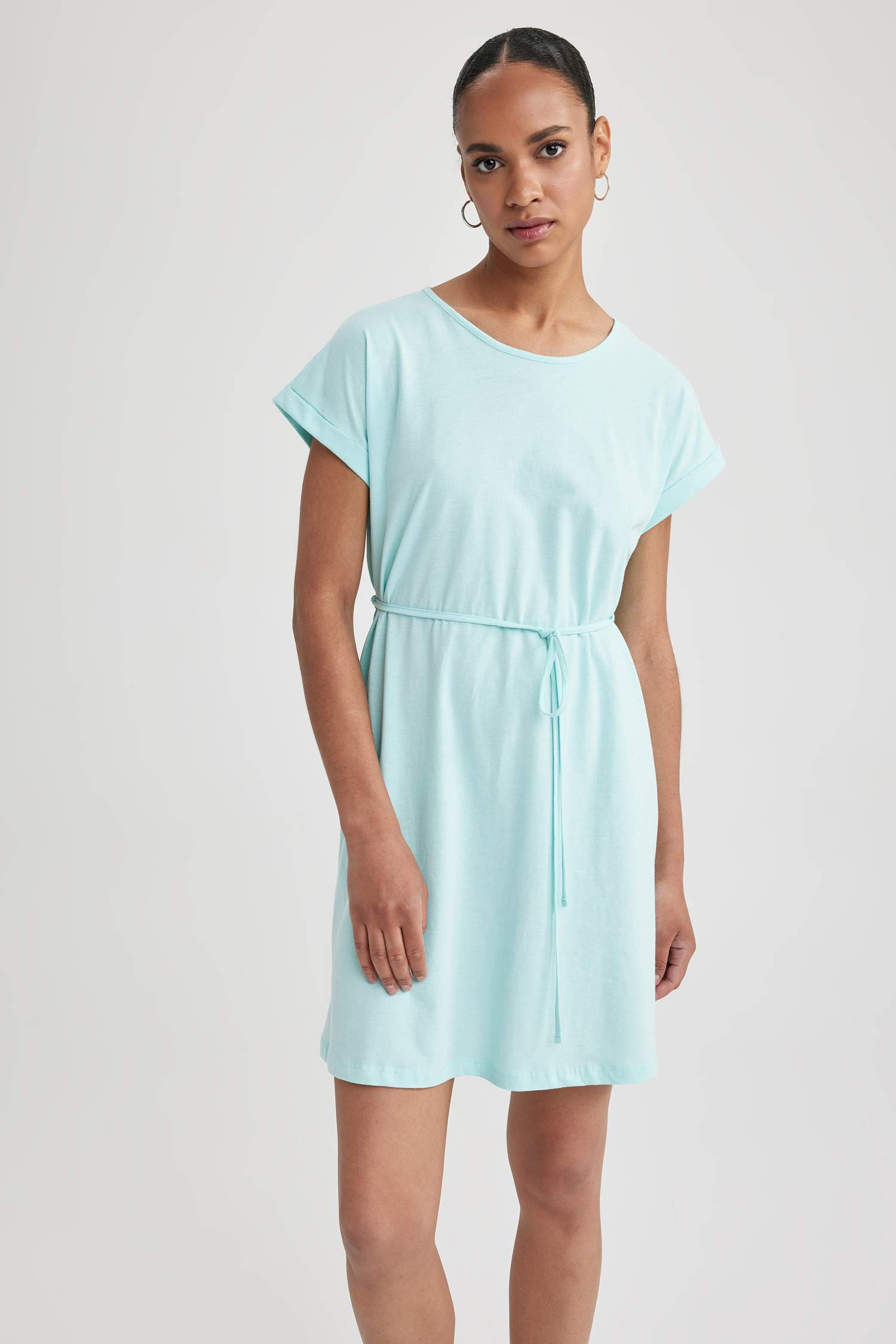 A-Line Crew Neck Cotton Dress