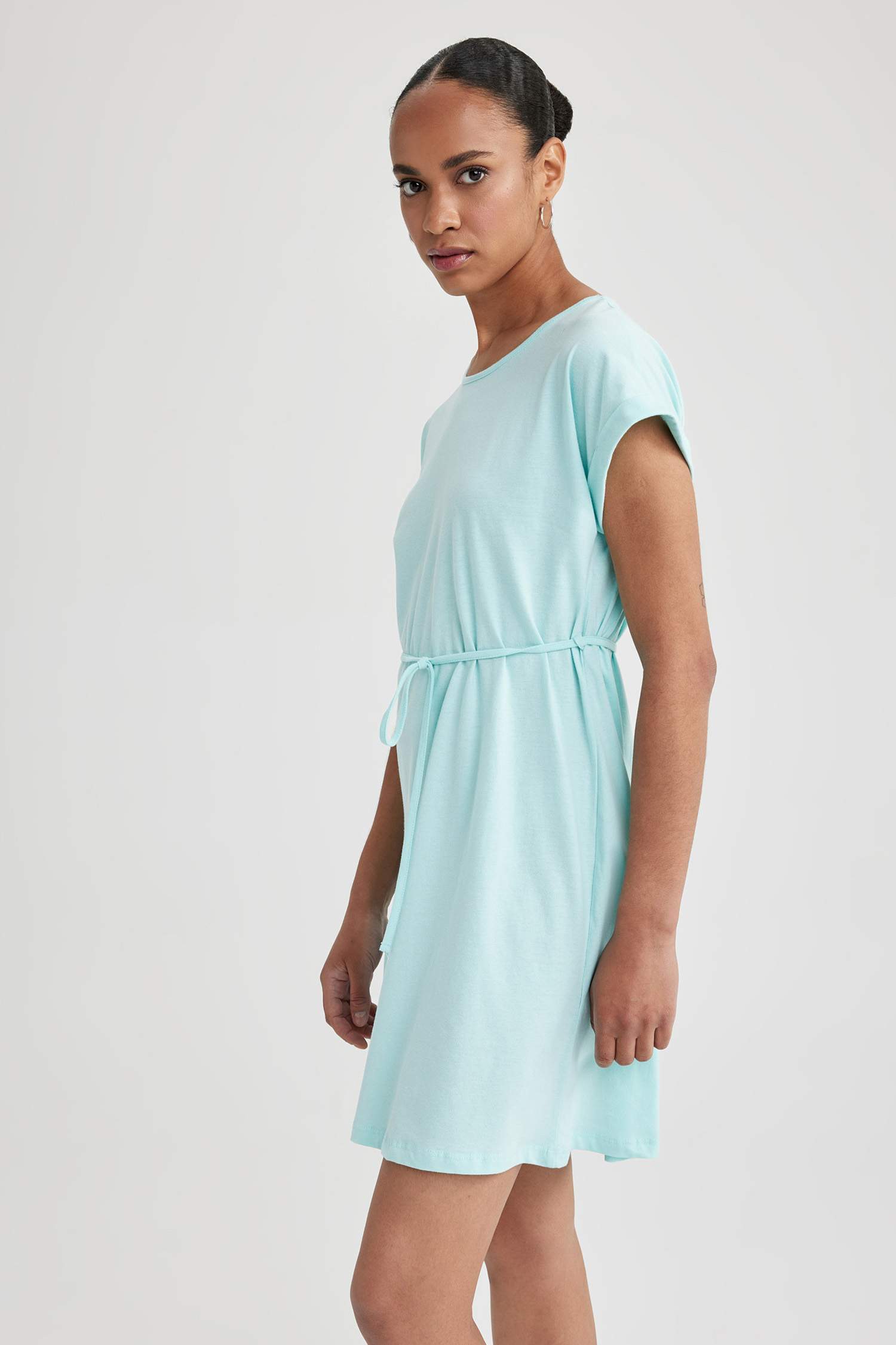 A-Line Crew Neck Cotton Dress