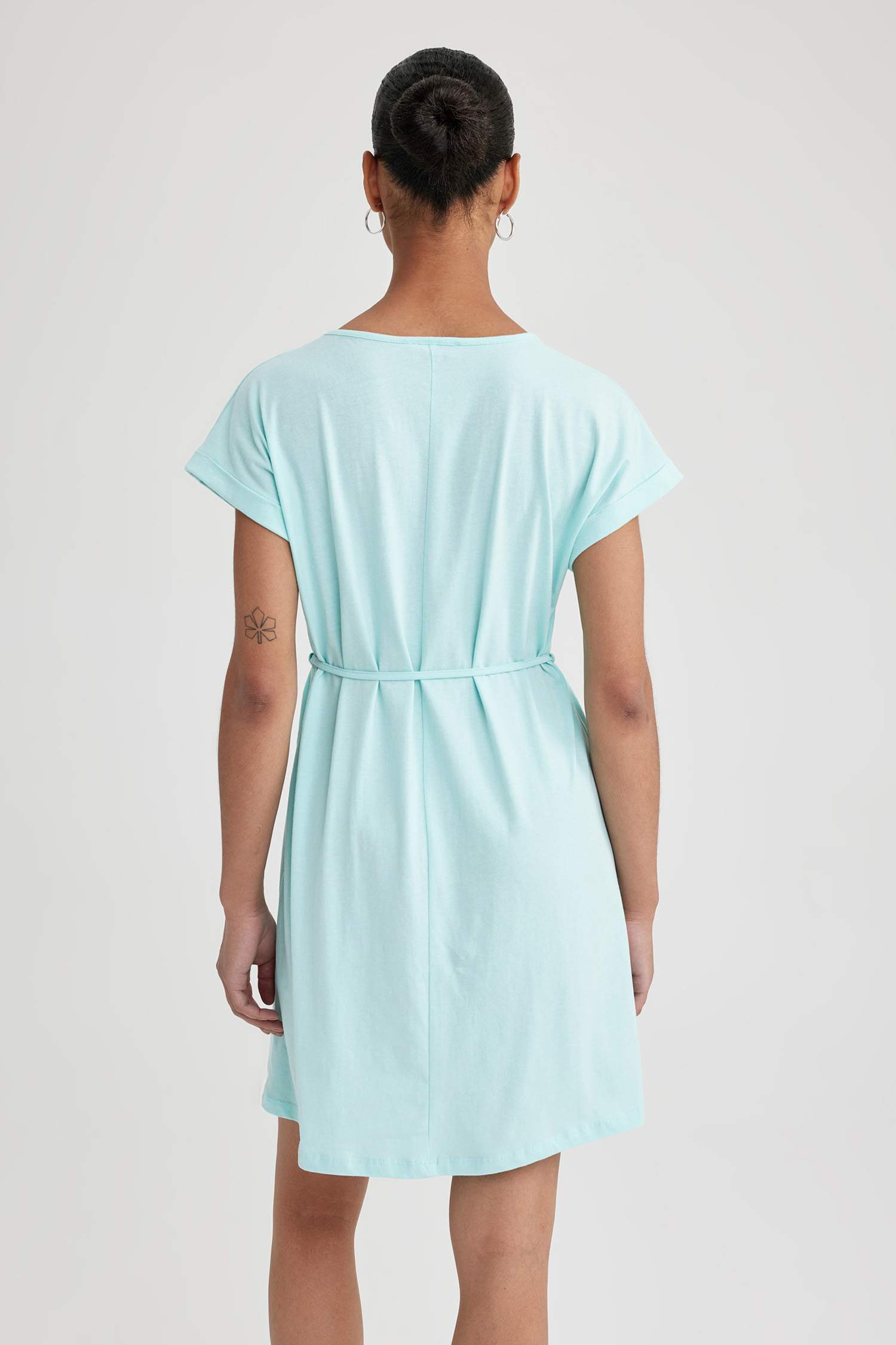 A-Line Crew Neck Cotton Dress