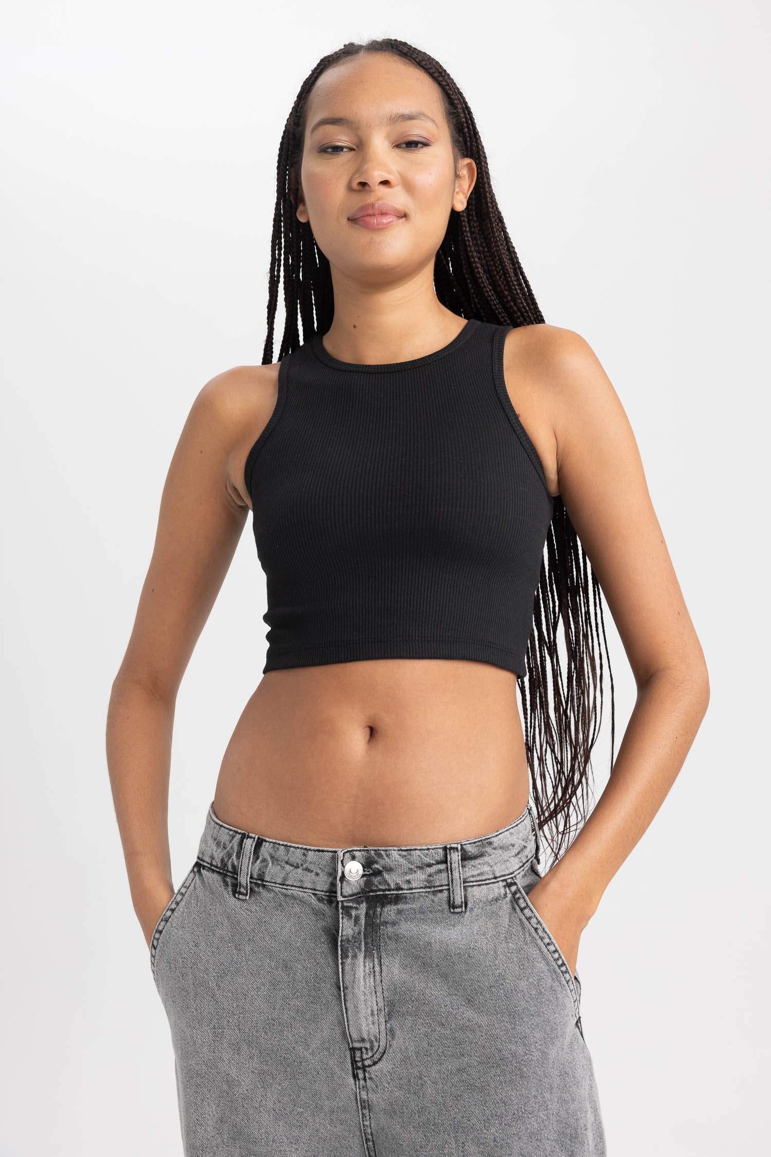 Fitted Halter Neck Tank Top