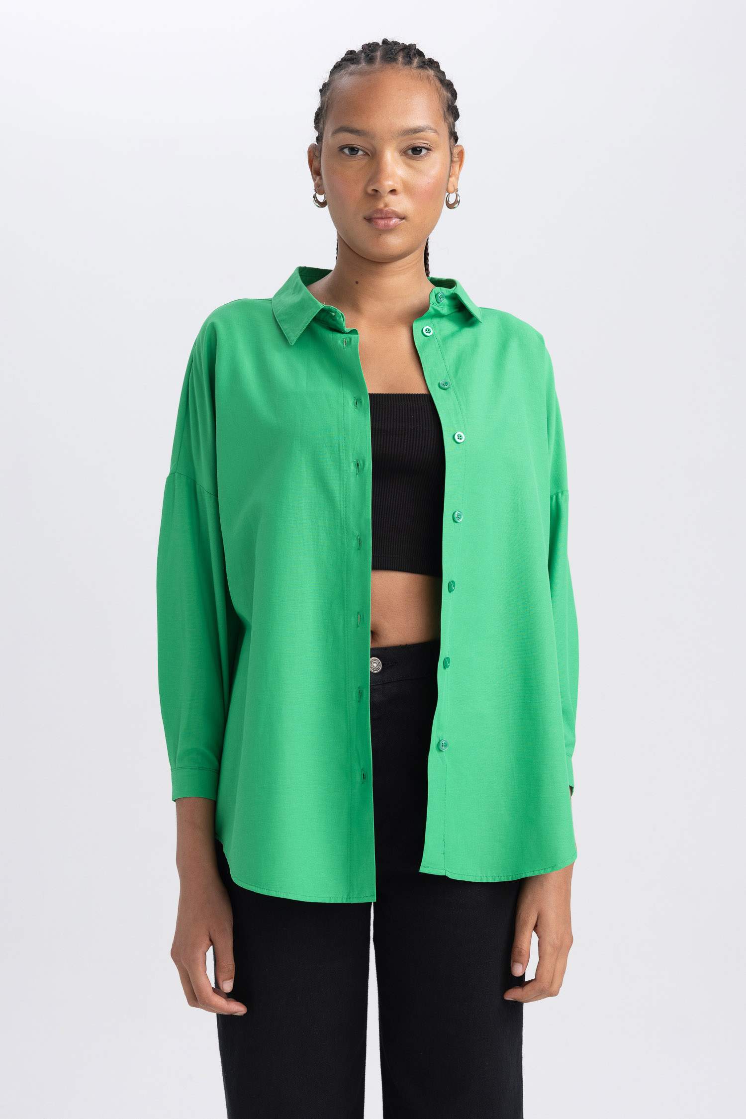 قميص ردن طويل بوبلين اوفر سايز