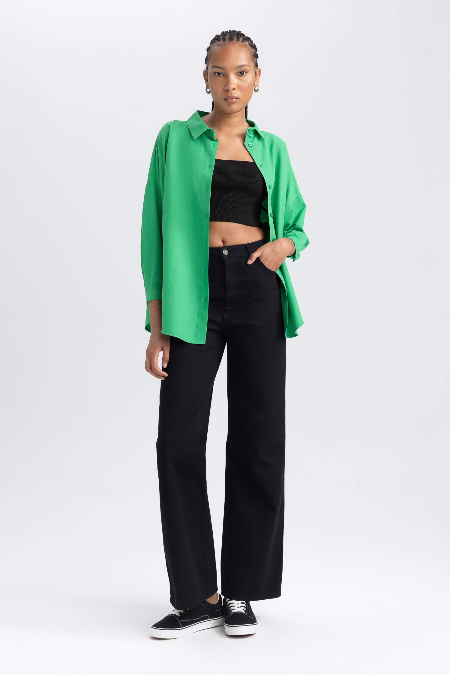 قميص ردن طويل بوبلين اوفر سايز