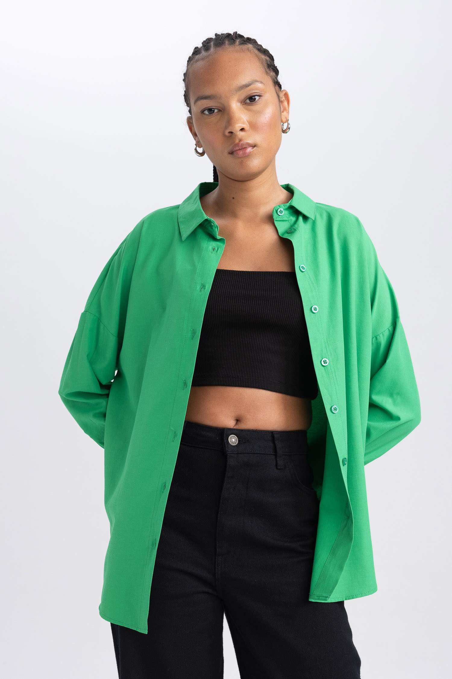 قميص ردن طويل بوبلين اوفر سايز