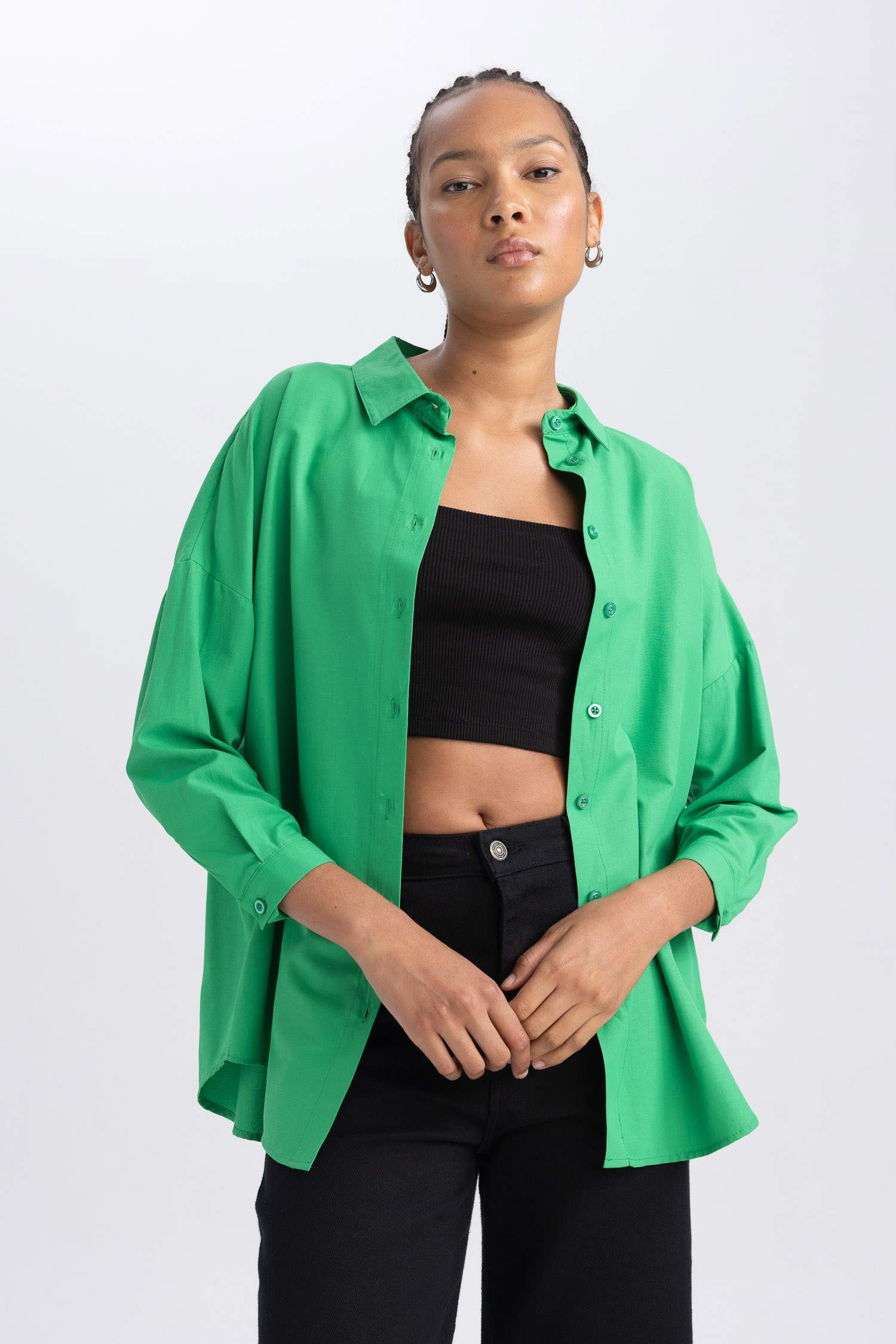 قميص ردن طويل بوبلين اوفر سايز