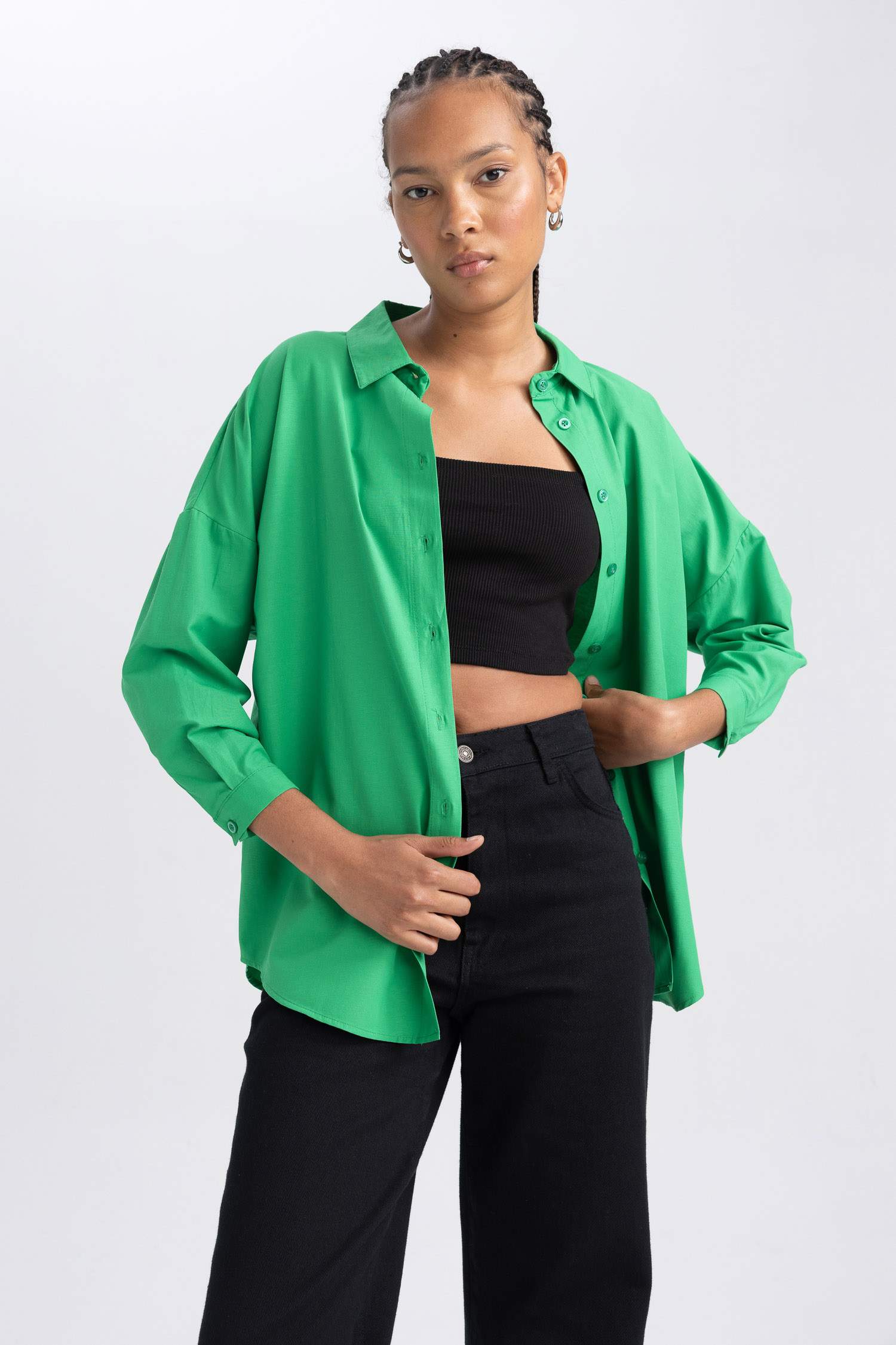 قميص ردن طويل بوبلين اوفر سايز