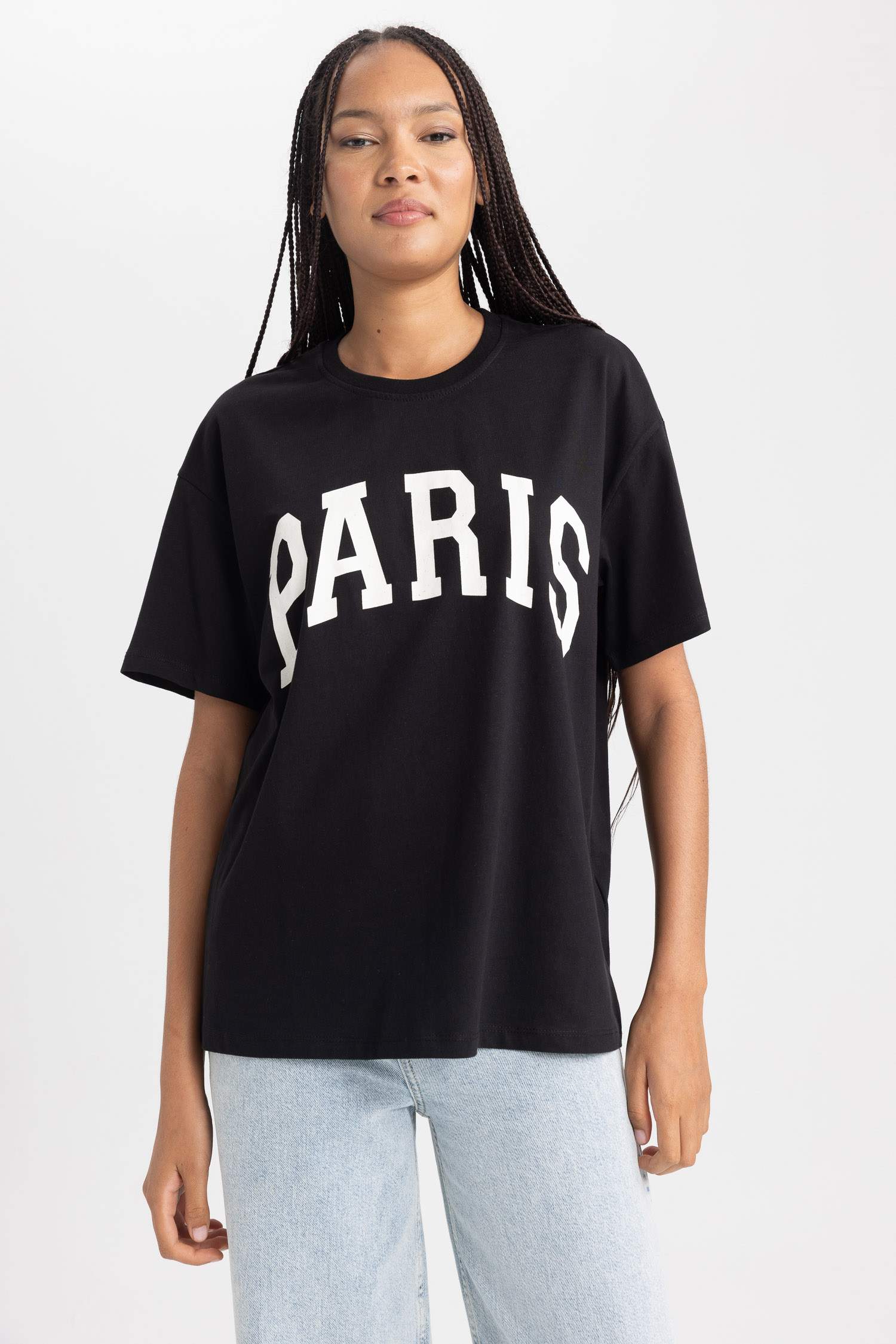 تيشيرت اوفر سايز نص ردن ياخة مستديرة