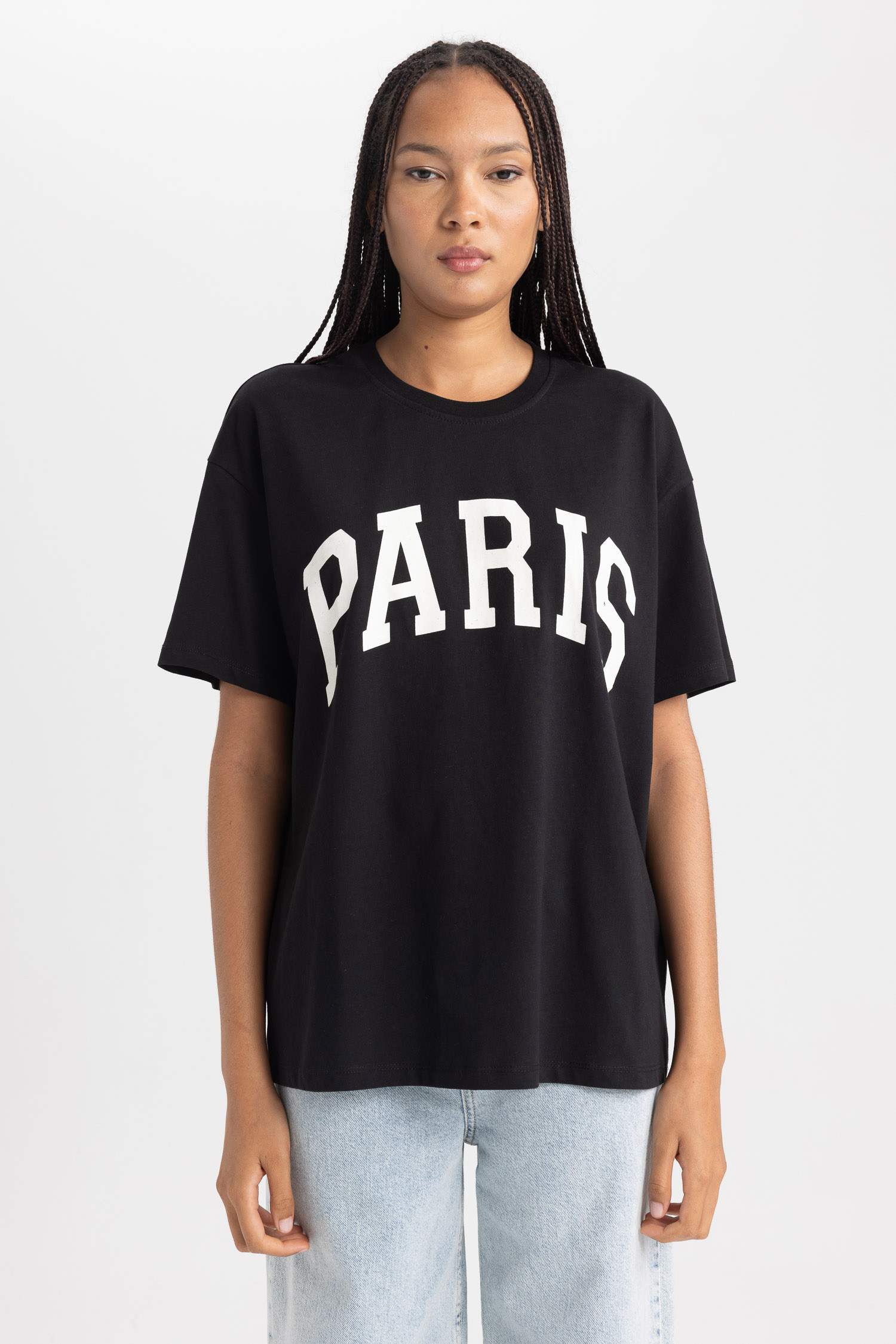 تيشيرت اوفر سايز نص ردن ياخة مستديرة