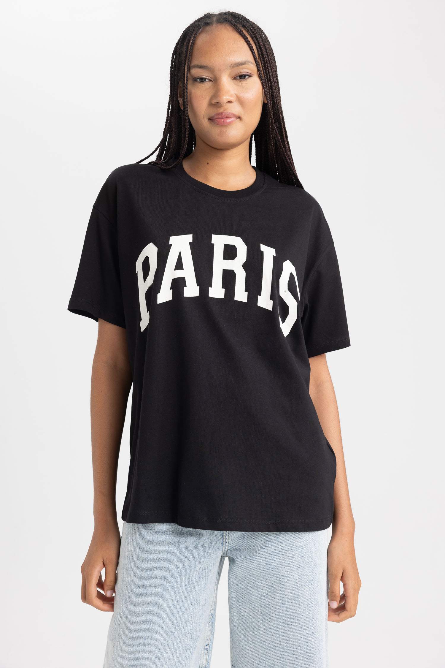 تيشيرت اوفر سايز نص ردن ياخة مستديرة