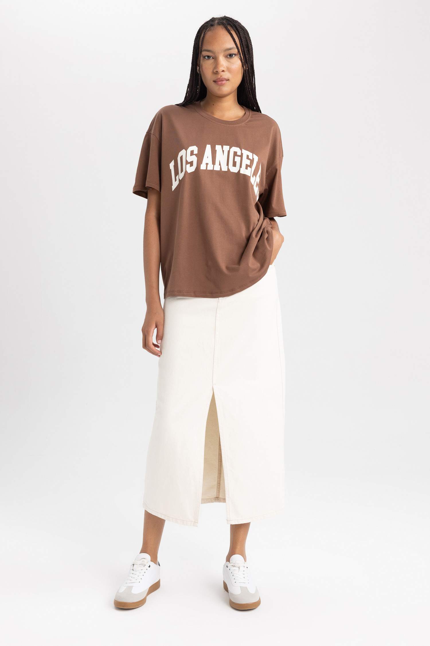 تي شيرت اوفر سايز نص ردن ياخة مستديرة