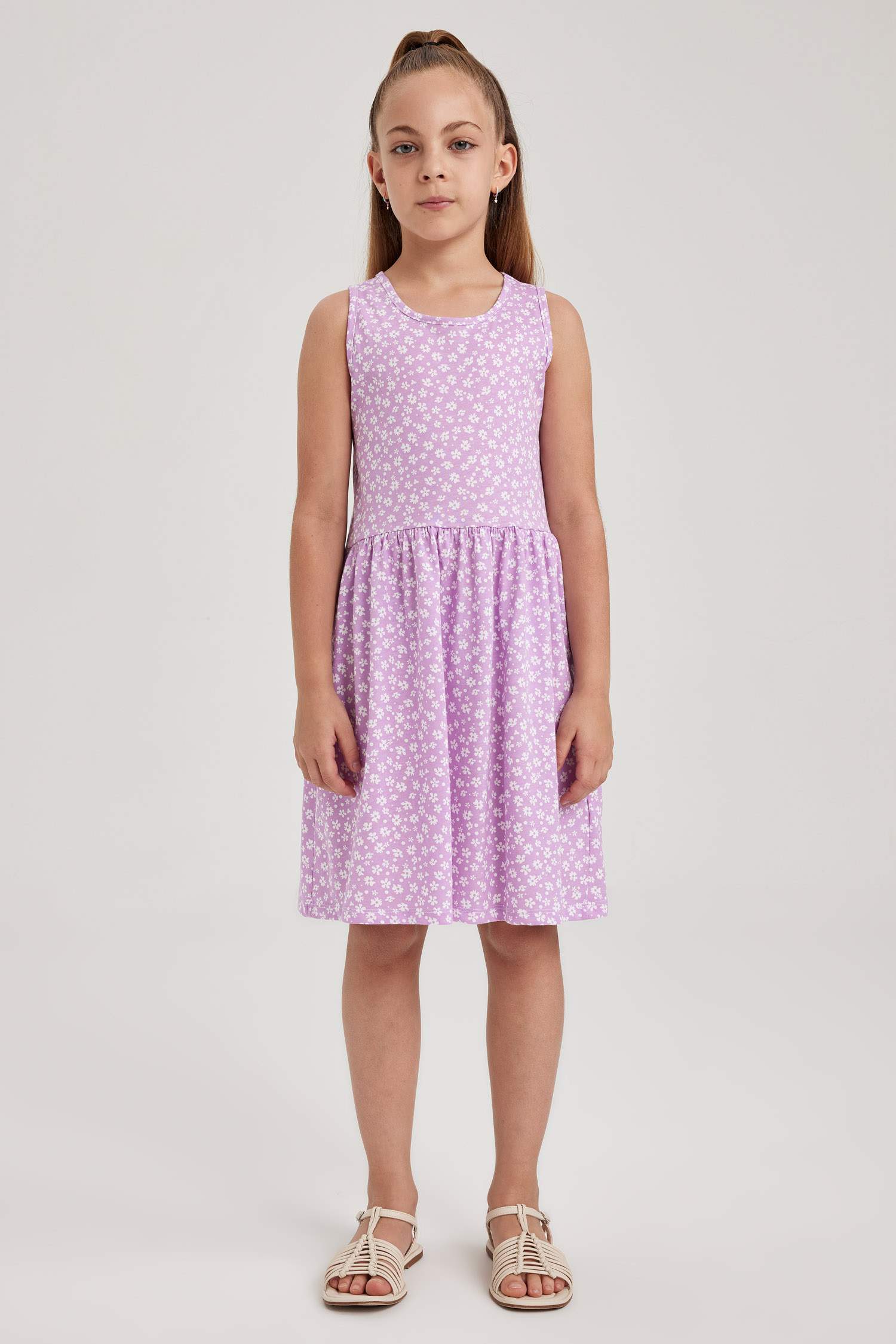 Girl Patterned Cotton Sleeveless Dress
