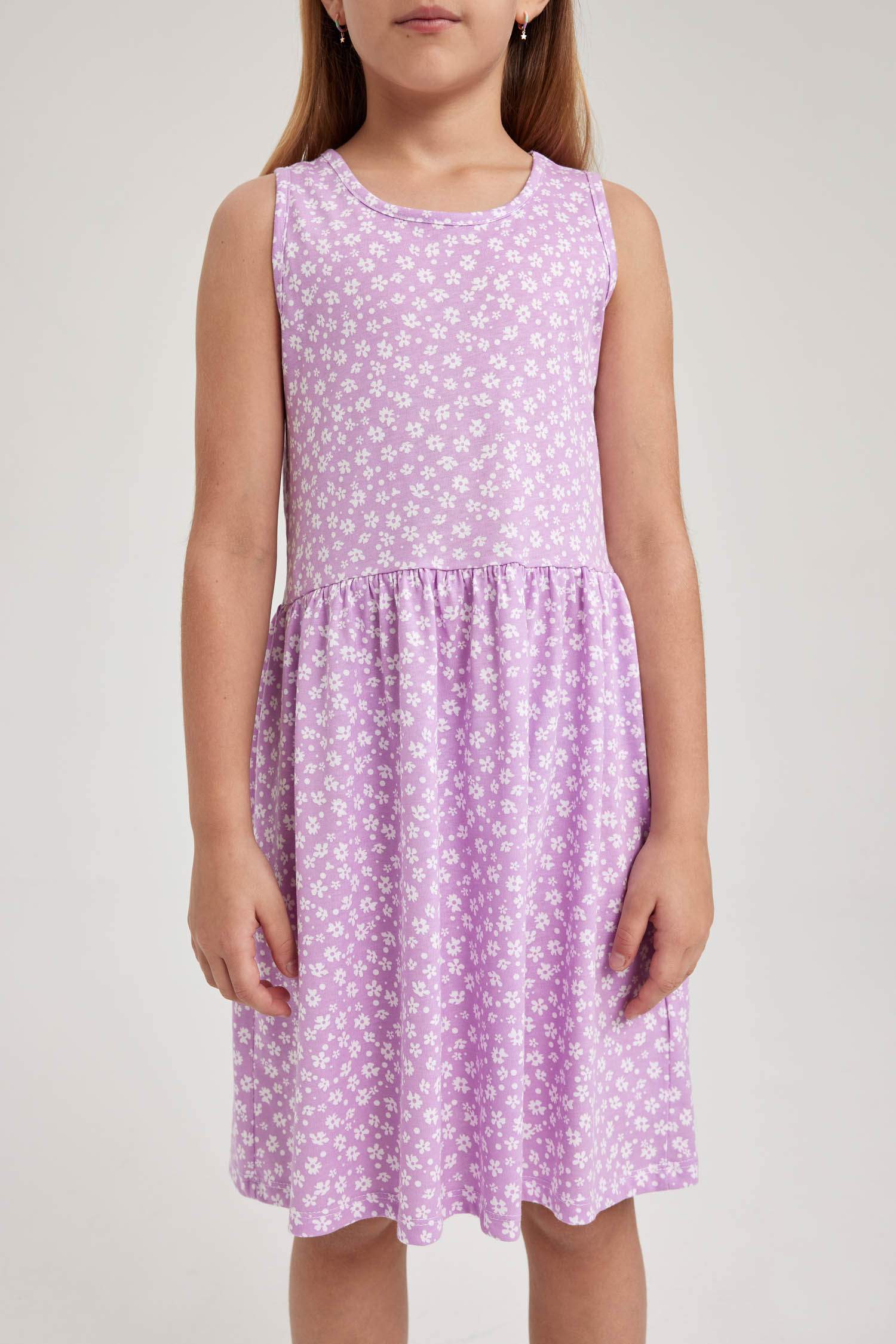 Girl Patterned Cotton Sleeveless Dress