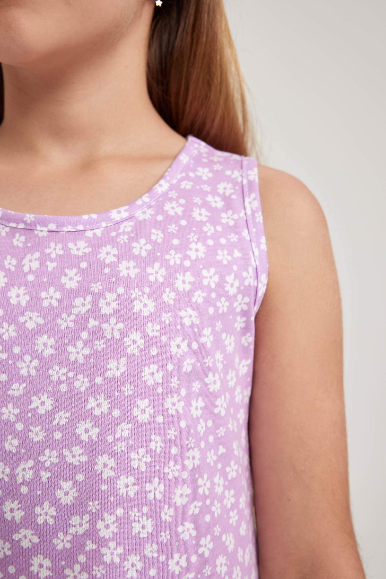 Girl Patterned Cotton Sleeveless Dress